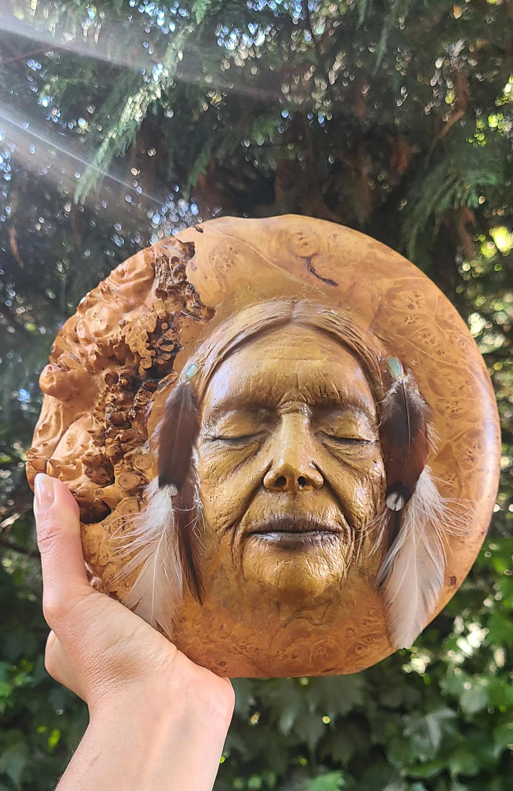 The Great Mystery, Wood Burl Vase Sculpture