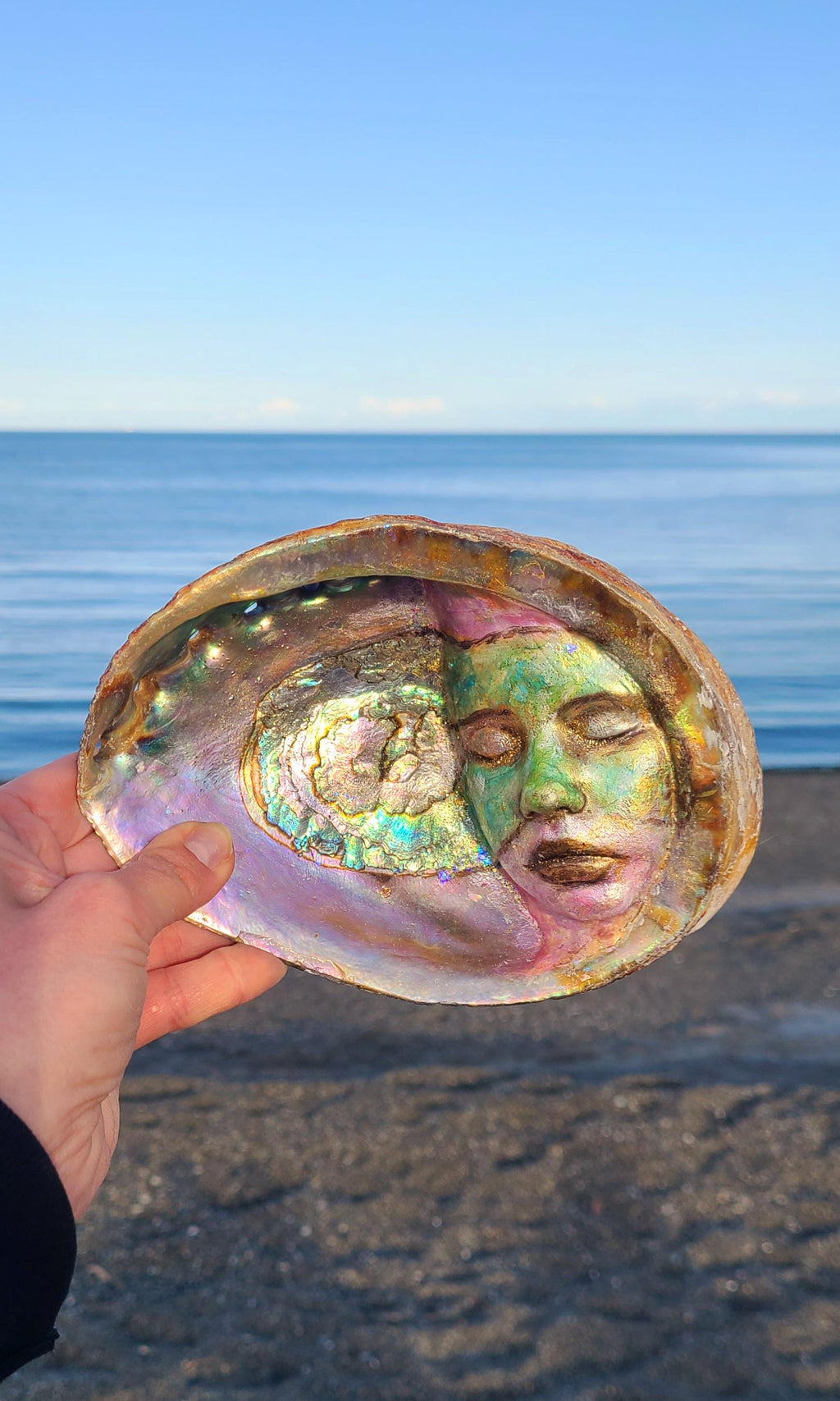 Little Sleeping Pearl, Abalone Shell, Mother of Pearl Sculpture by Debra Bernier