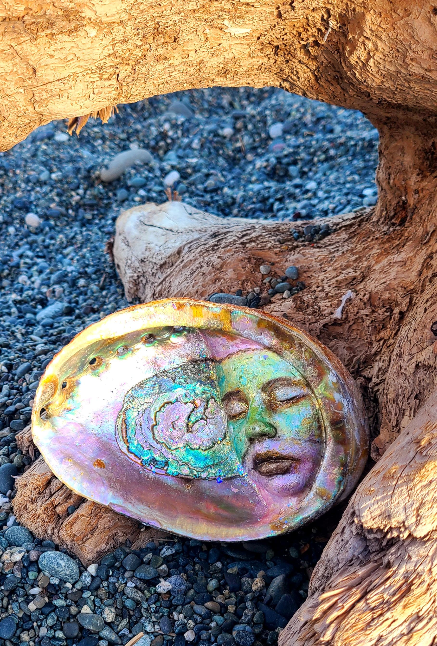 Little Sleeping Pearl, Abalone Shell, Mother of Pearl Sculpture by Debra Bernier