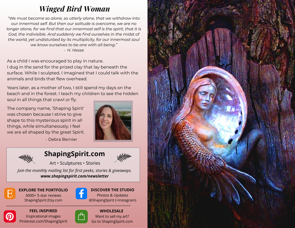 Winged Bird Woman - Nature Art Card - Spiritual Greeting Card