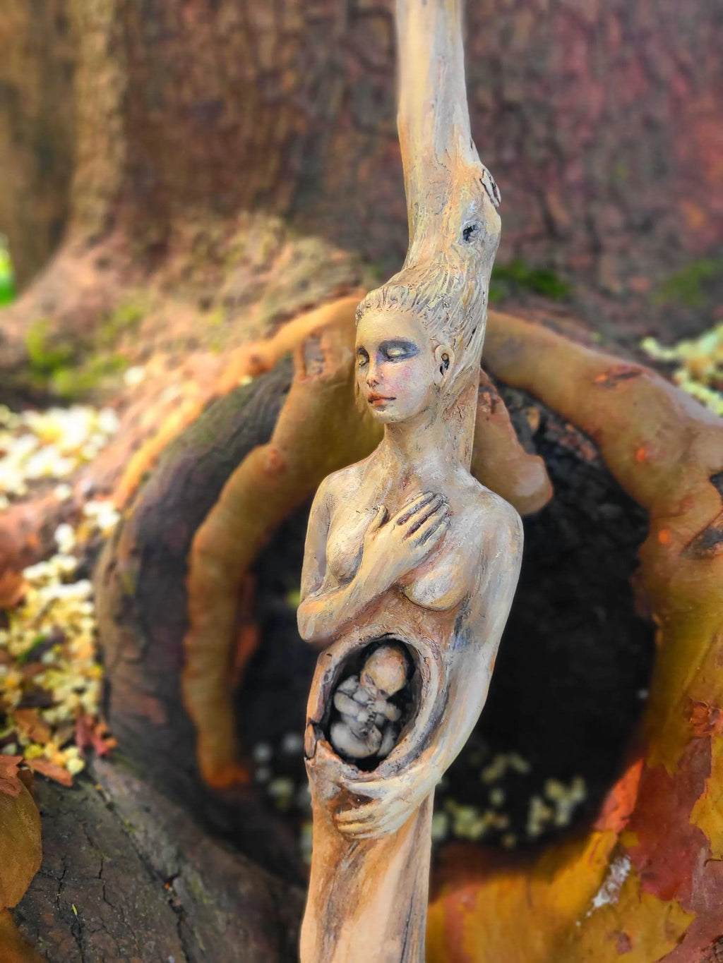 We Were One, Mother & Baby Talking Stick | Sacred Feminine Driftwood Sculpture