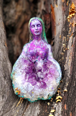 Amethyst Goddess, Crystal Gemstone Sculpture| Sacred Feminine Art