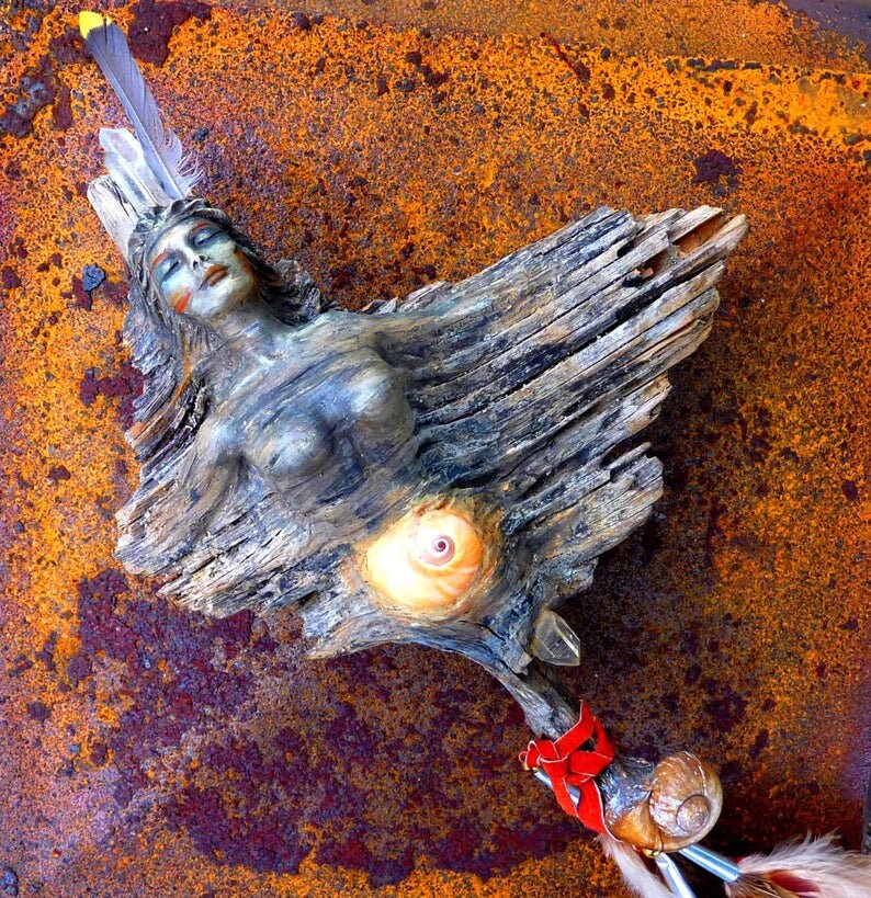 FREE SHIPPING - Art Card, Spirit Woman Talking Stick by Debra Bernier, Shaping Spirit