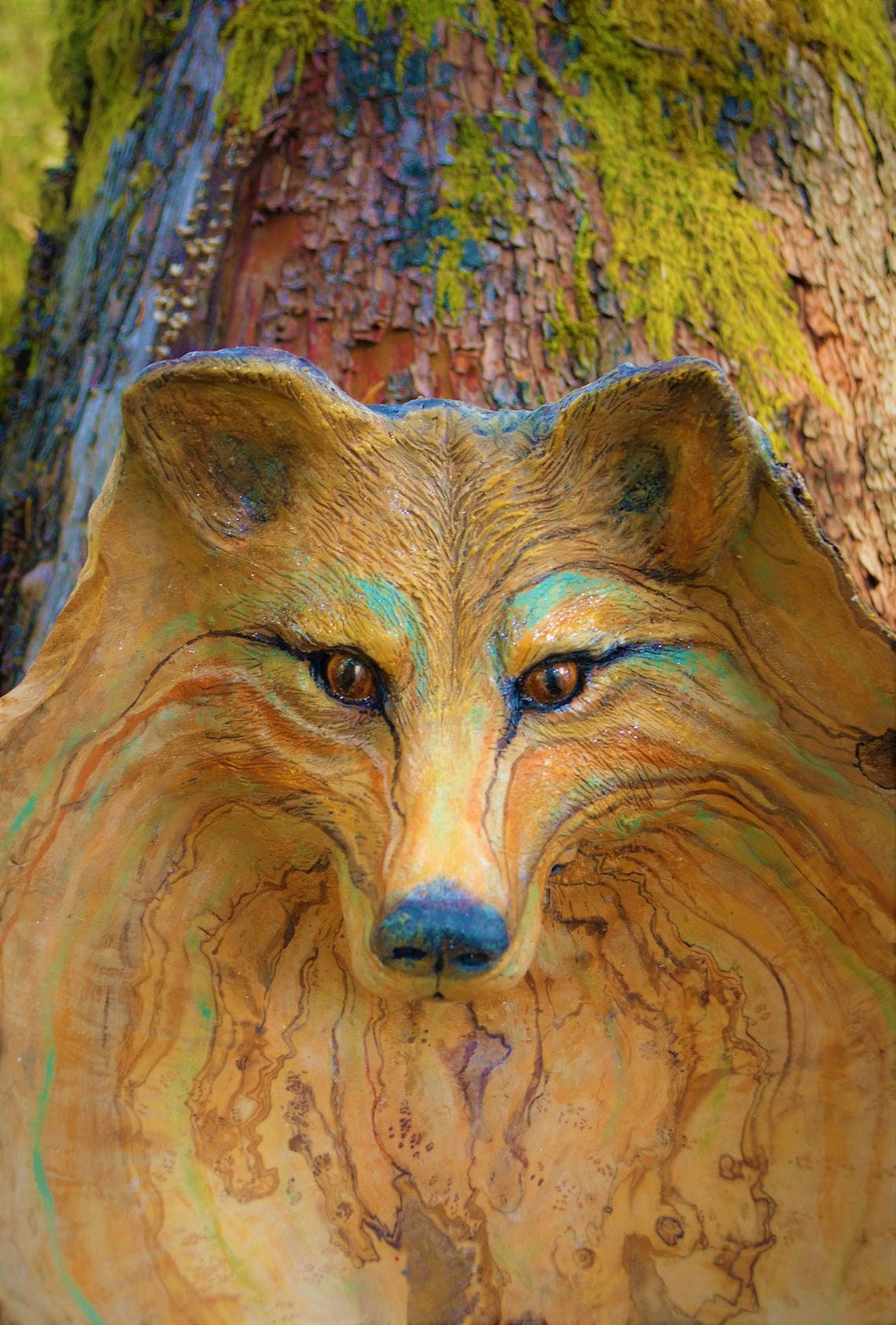 FREE SHIPPING - Art Card, Fox and Bear Bowl, by Debra Bernier, Shaping Spirit