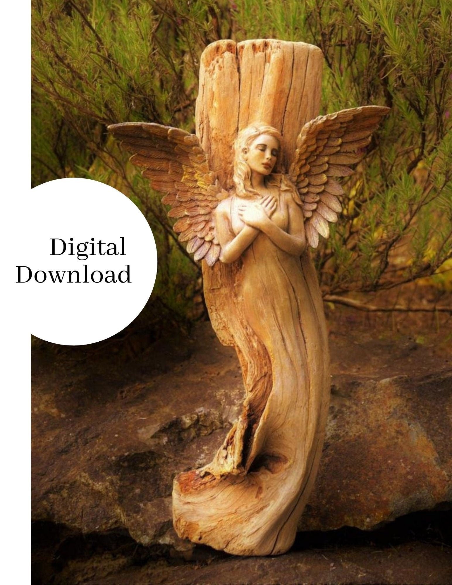 Digital Image, "Angel In Wood" - High Resolution, Printable Art by Debra Bernier