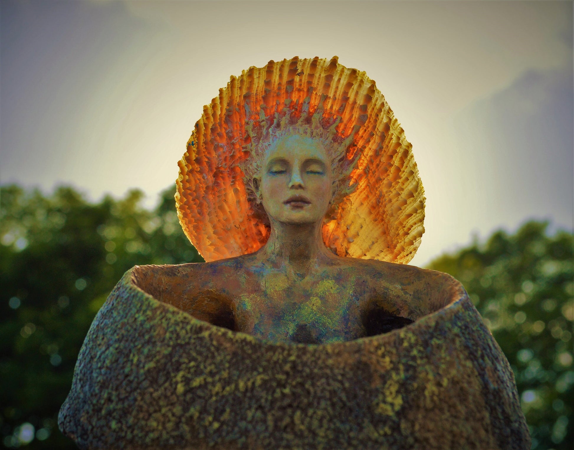 We Are Earth's Harmony, Offering Bowl Woman With Shell