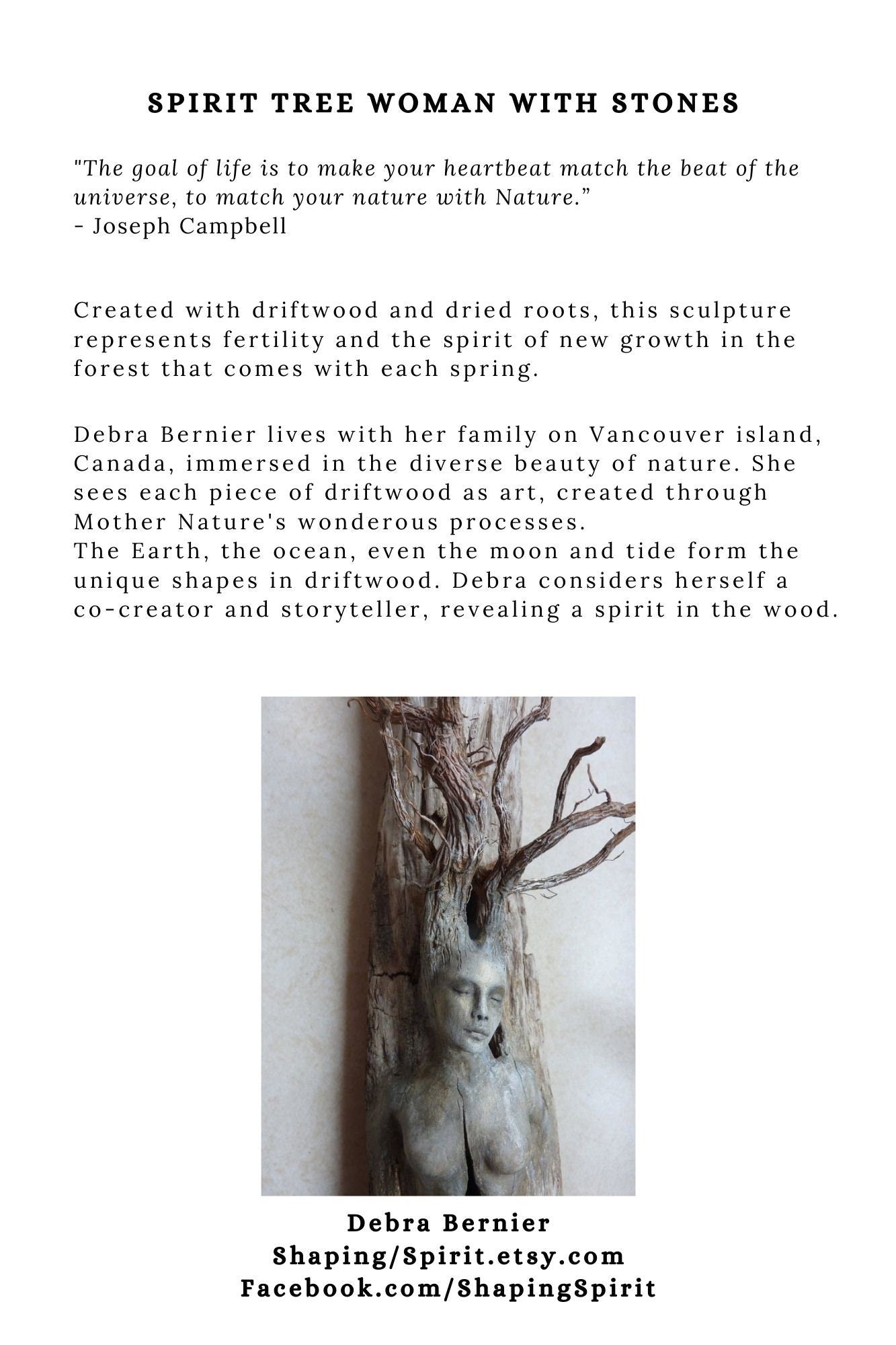 FREE SHIPPING - Art Card, Spirit Tree Woman with Stones, by Debra Bernier, Shaping Spirit