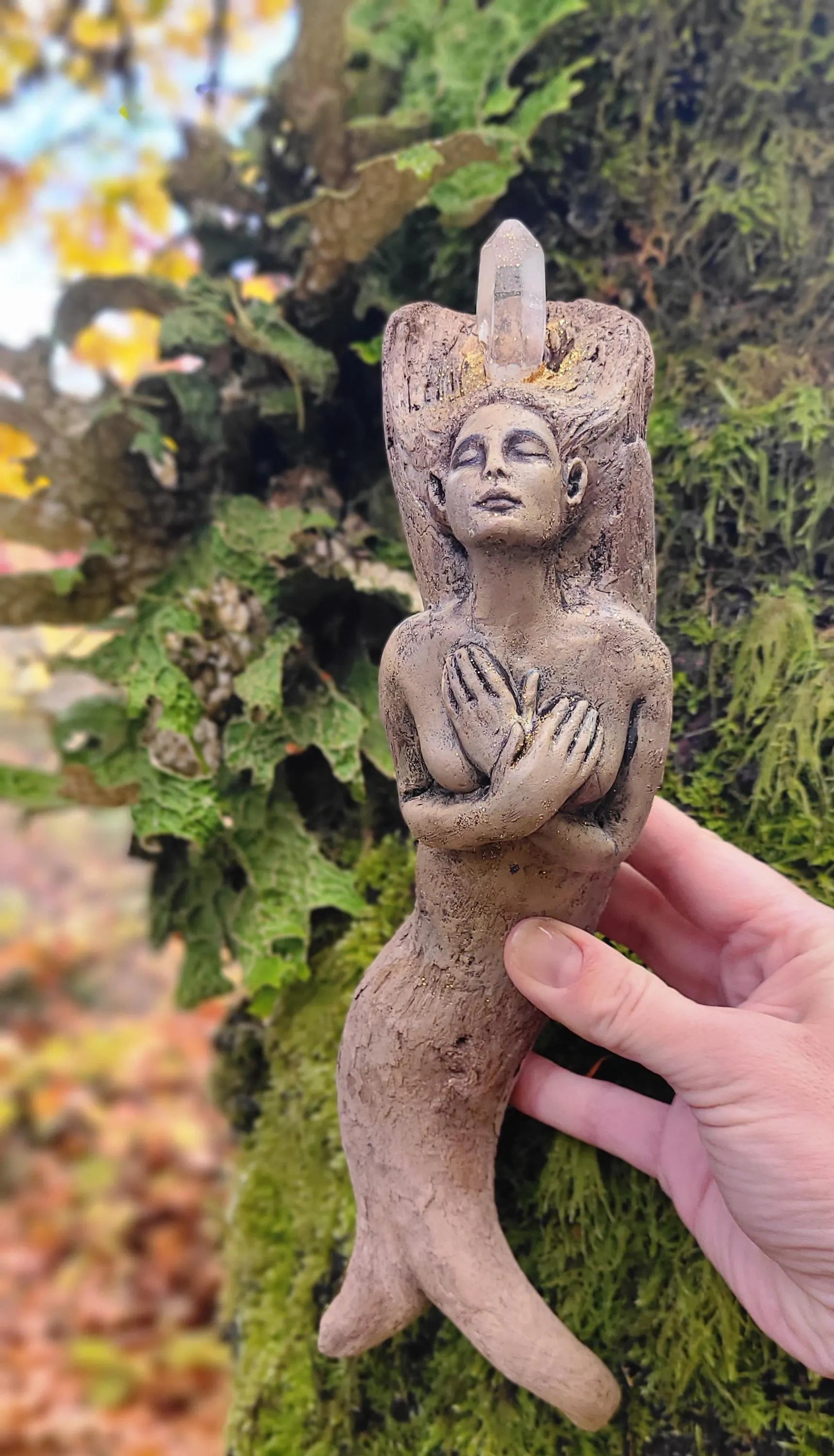 The Memory & Magic of Mermaids, Wooden Mermaid artwork, sculpture by Debra Bernier