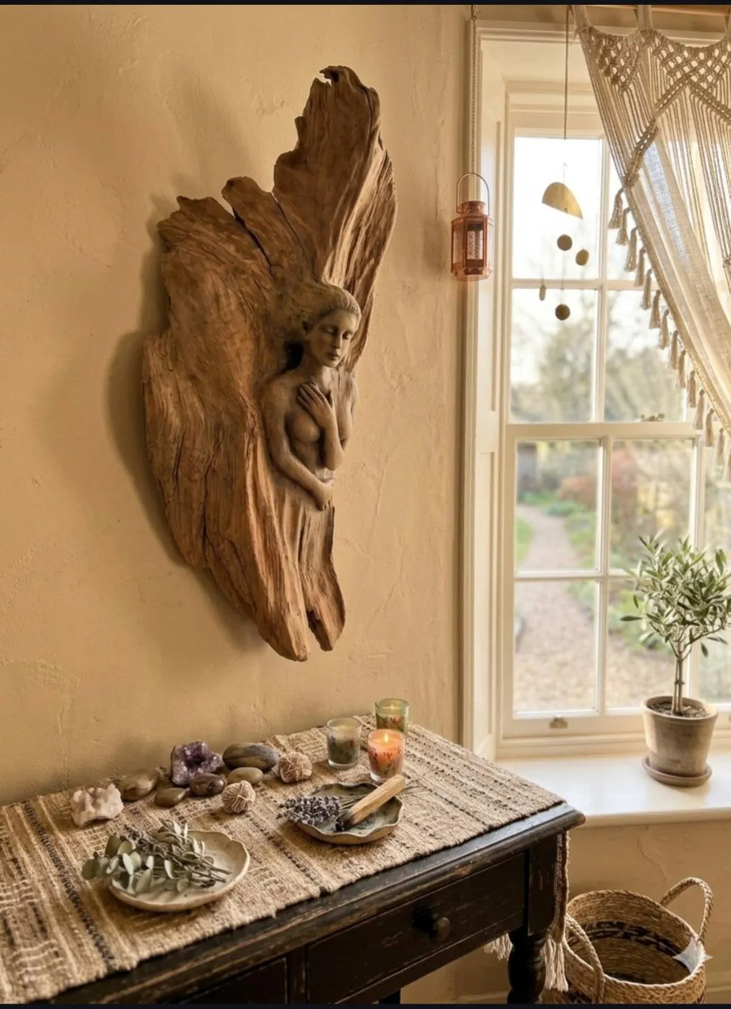Angel in Wood, Driftwood Winged Woman | Healing Art