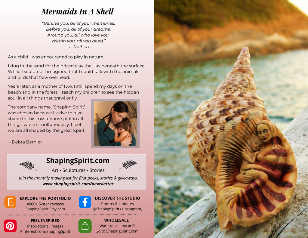 Mermaids in a Shell - Mermaid Art Card - Meaningful Greeting Card