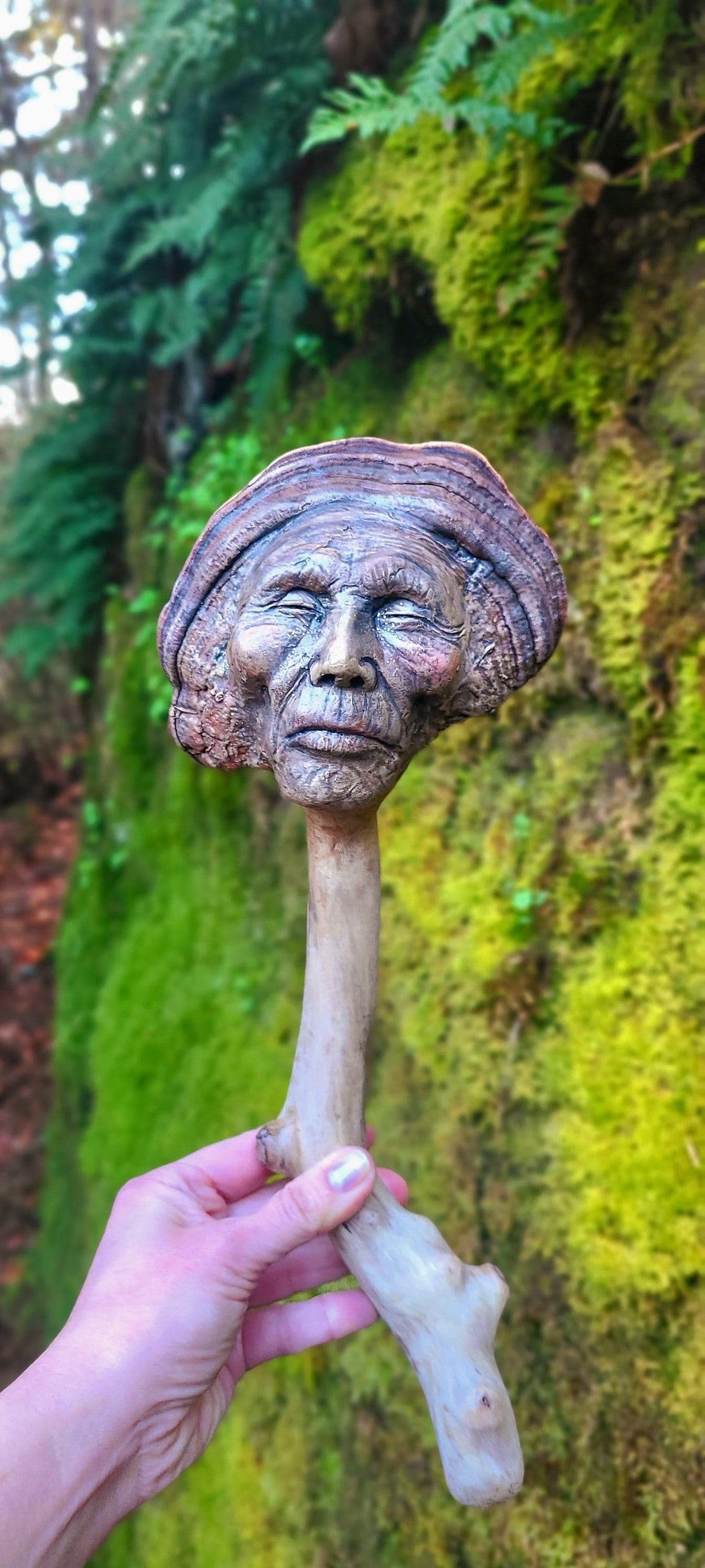 Ceremonial Death and Rebirth Mushroom Talking stick