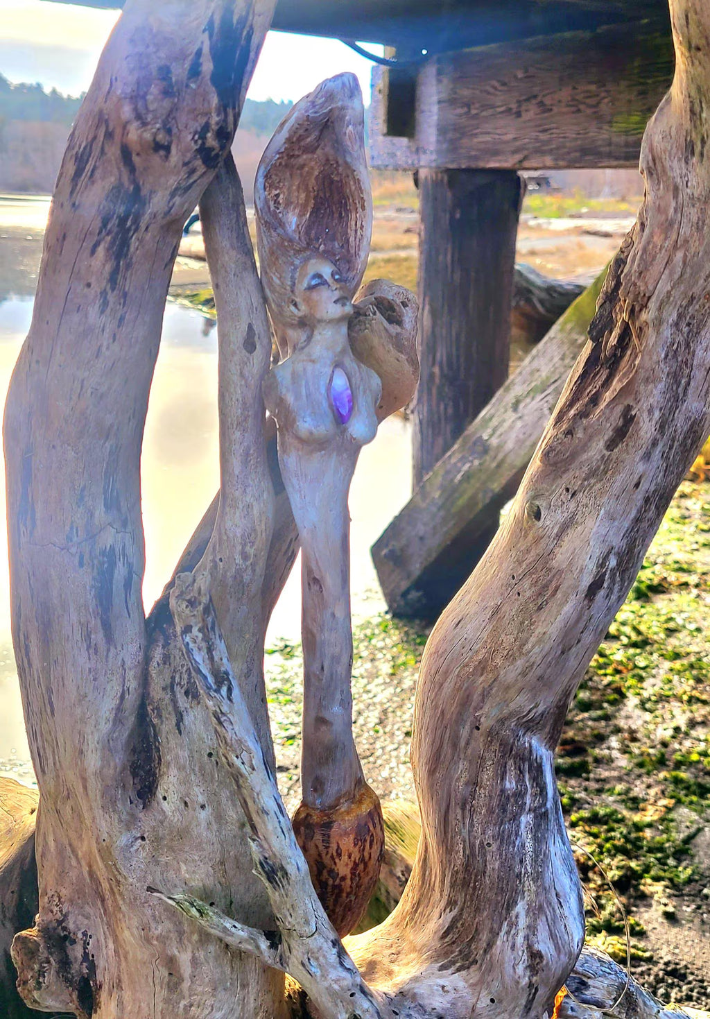 Amethyst Goddess Sacred Talking Stick | Spiritual Altar Art