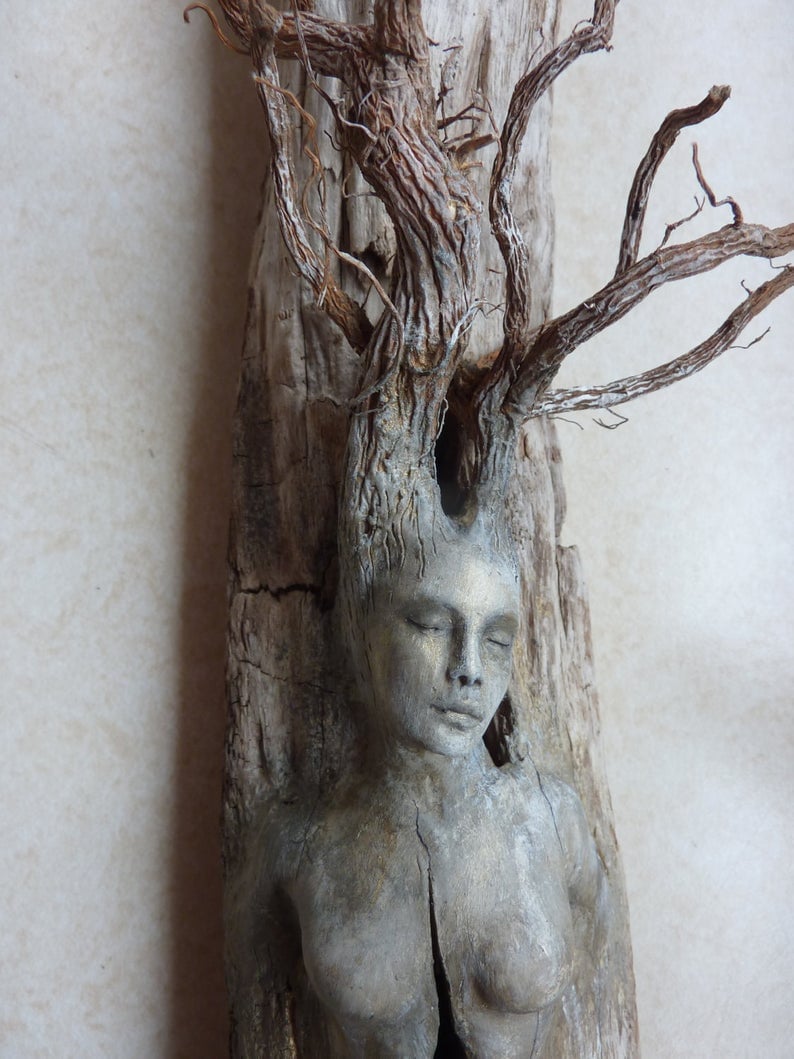 FREE SHIPPING - Art Card, Spirit Tree Woman with Stones, by Debra Bernier, Shaping Spirit