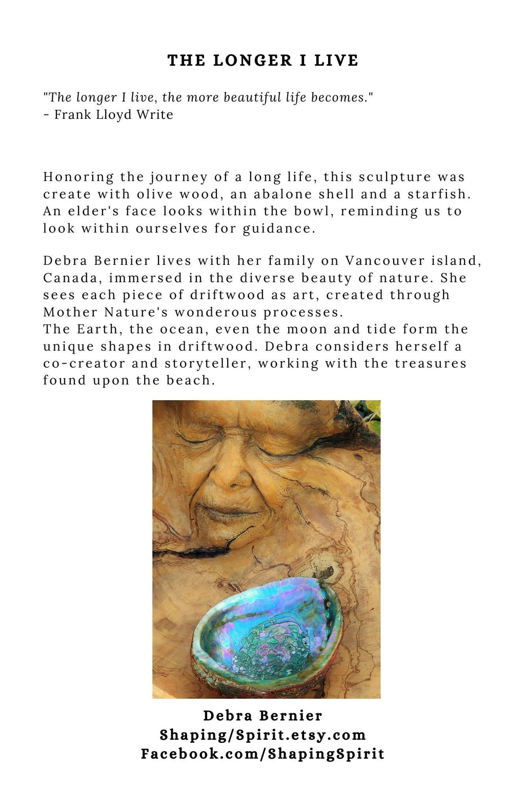 FREE SHIPPING - Art Card, The Longer I Live, by Debra Bernier, Shaping Spirit