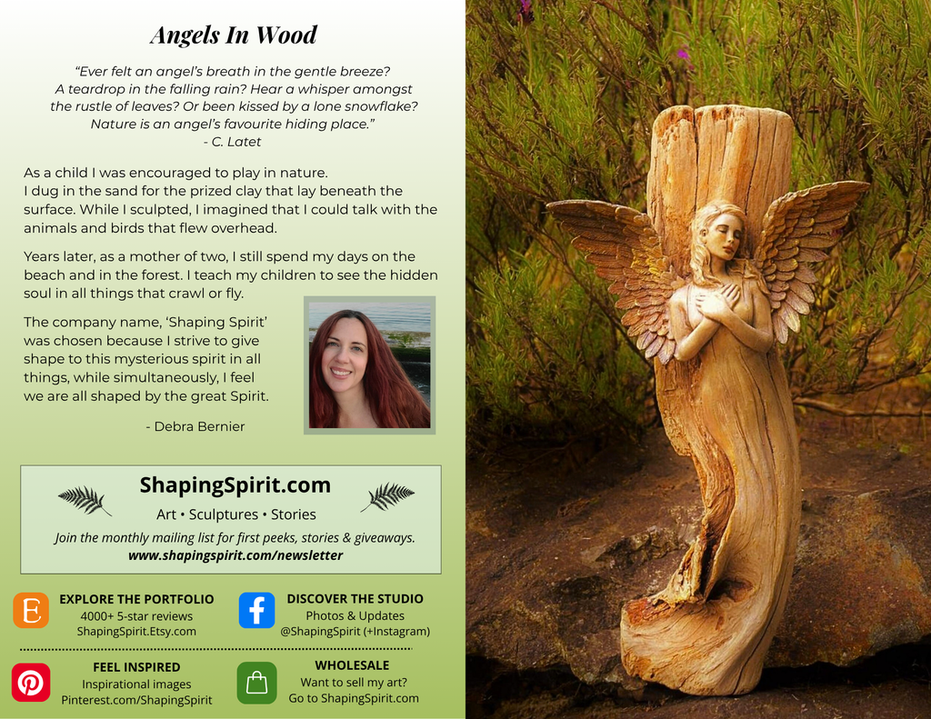 Angel in Wood - Angel Art Card - Meaningful Greeting Card