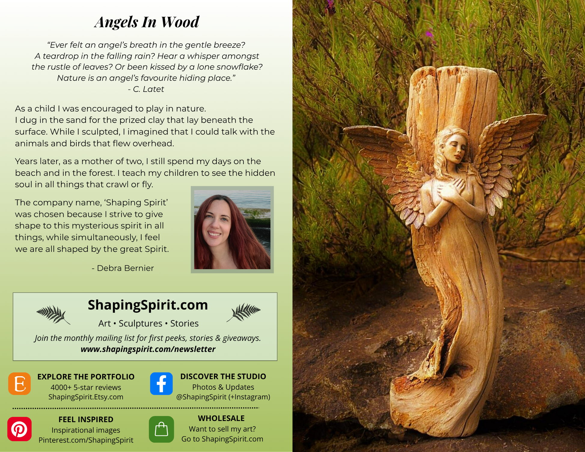 Angel in Wood - Angel Art Card - Meaningful Greeting Card