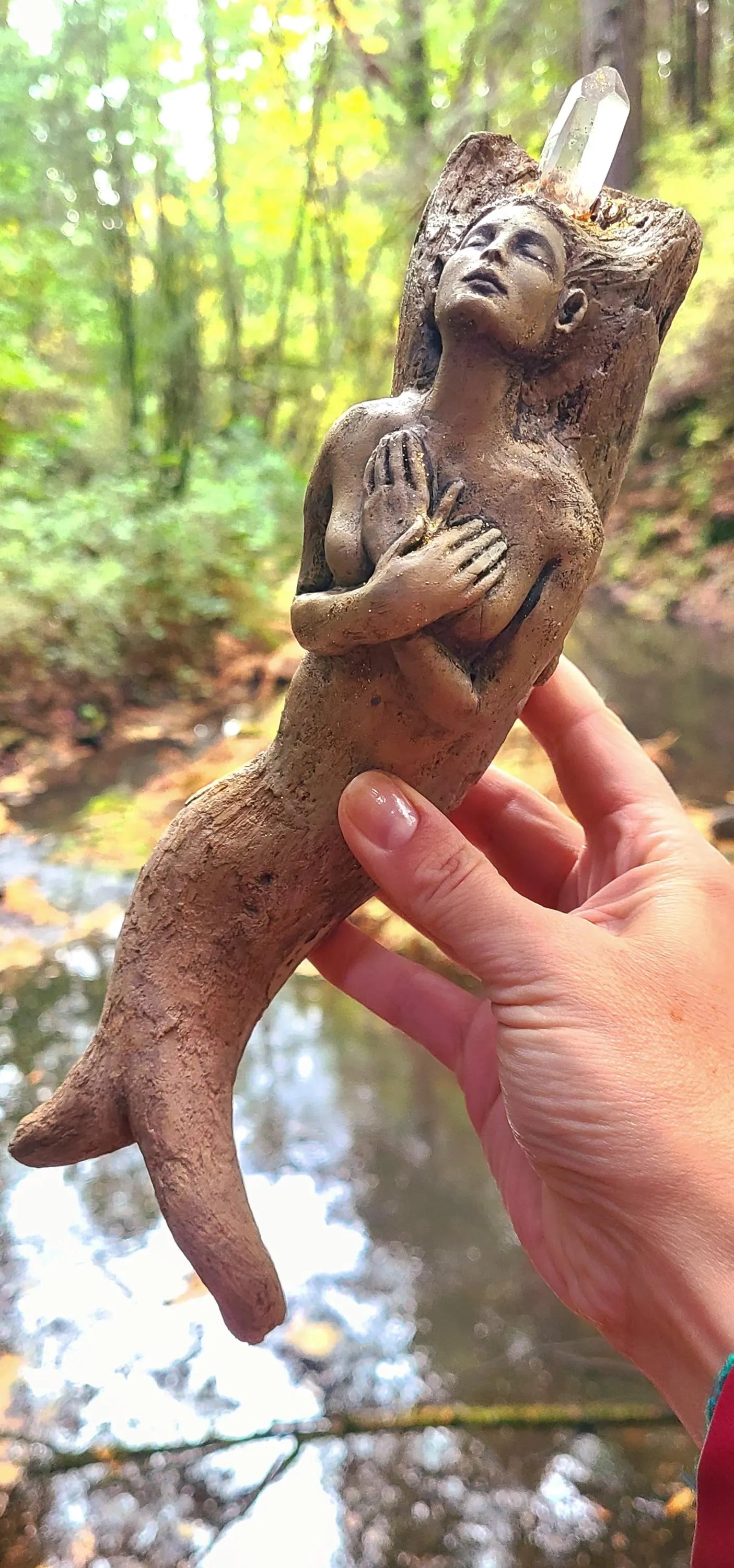 The Memory & Magic of Mermaids, Wooden Mermaid artwork, sculpture by Debra Bernier