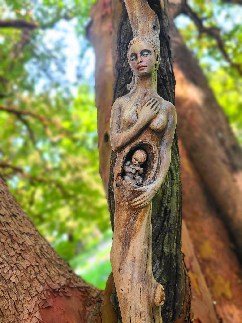 We Were One, Mother & Baby Talking Stick | Sacred Feminine Driftwood Sculpture