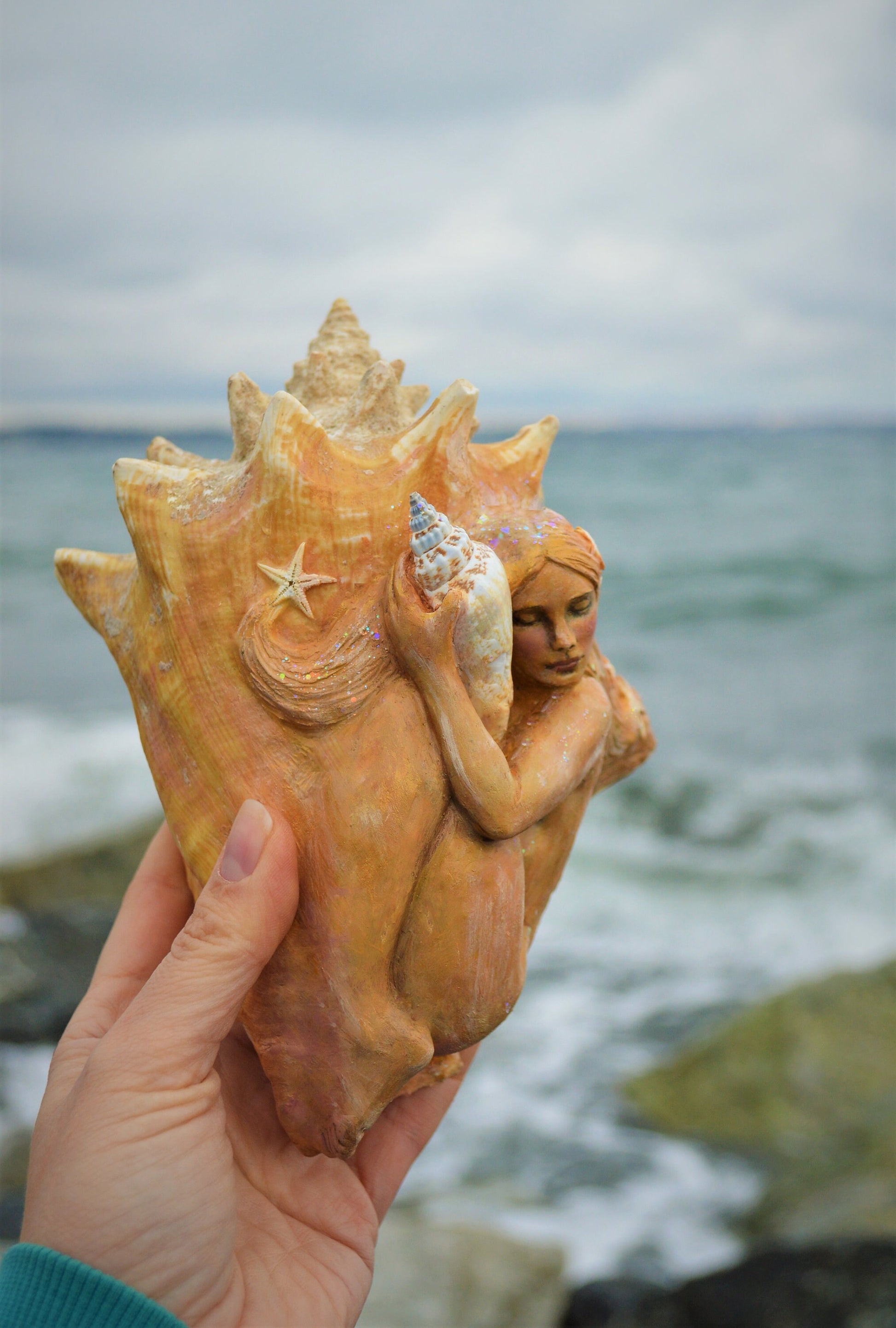 Mermaid Dreams, Shell & Starfish Sculpture By Debra Bernier, Shaping Spirit