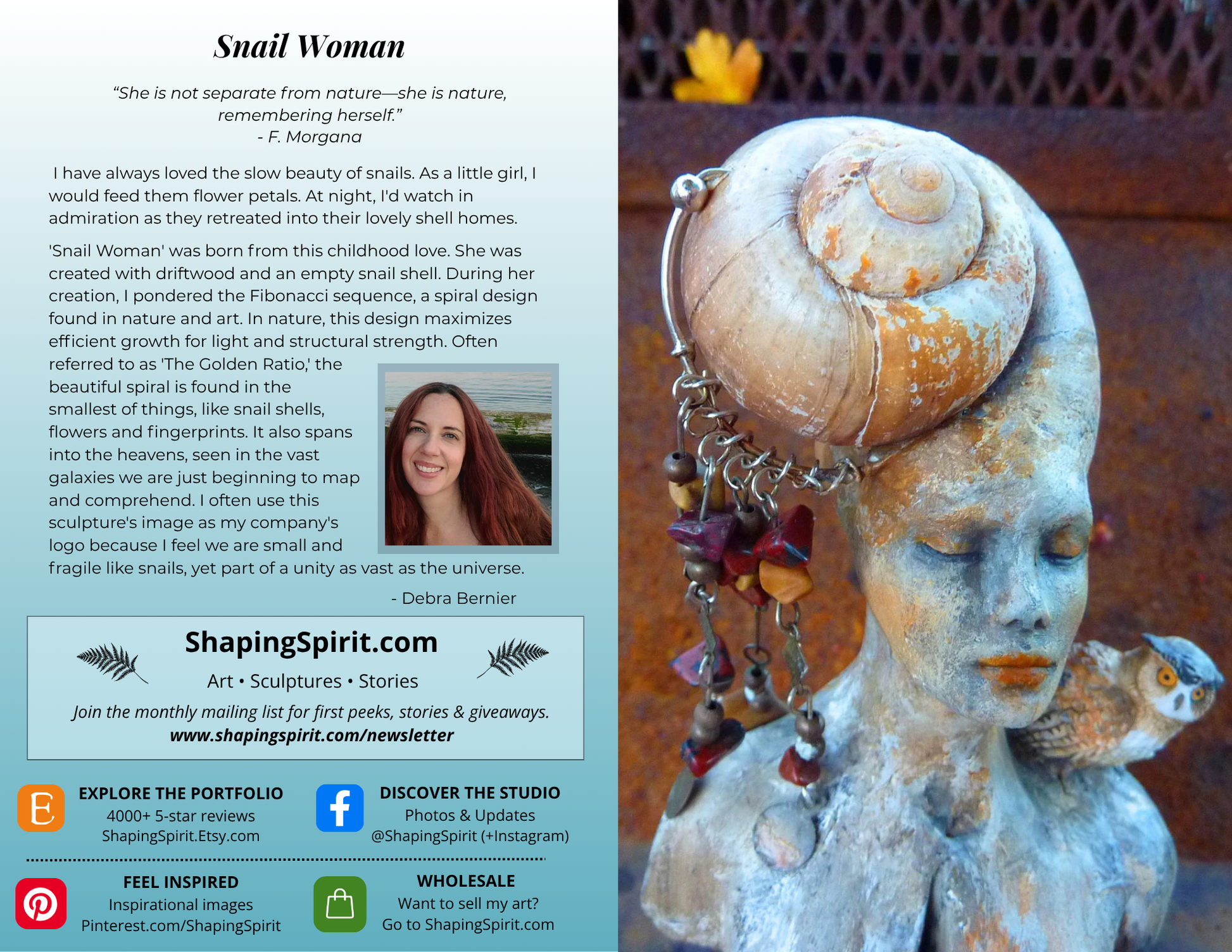 Snail Woman - Whimsical Art Card - Nature Inspired Greeting Card