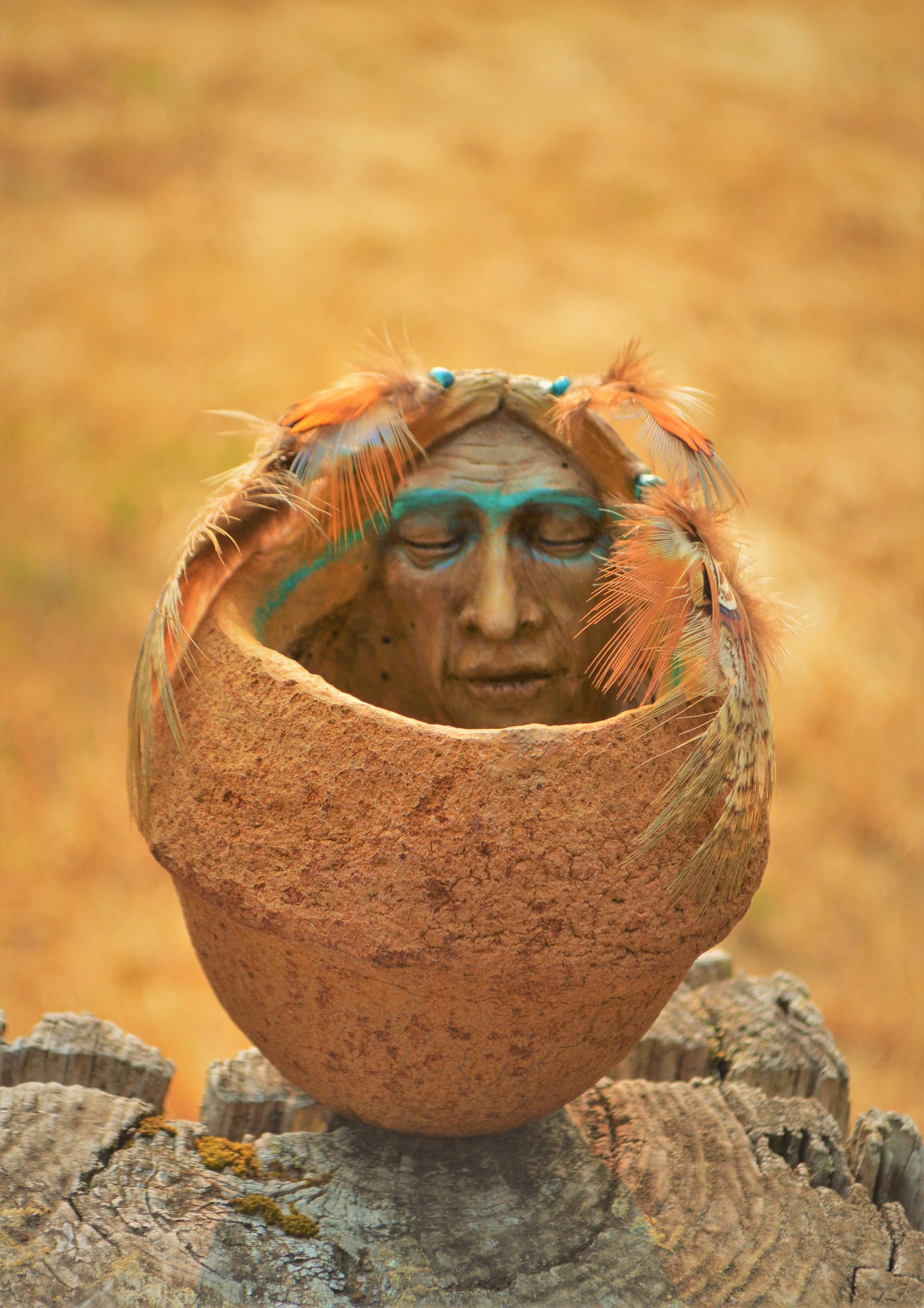 A Silent Prayer, Monkey Pot Bowl Sculpture By Debra Bernier