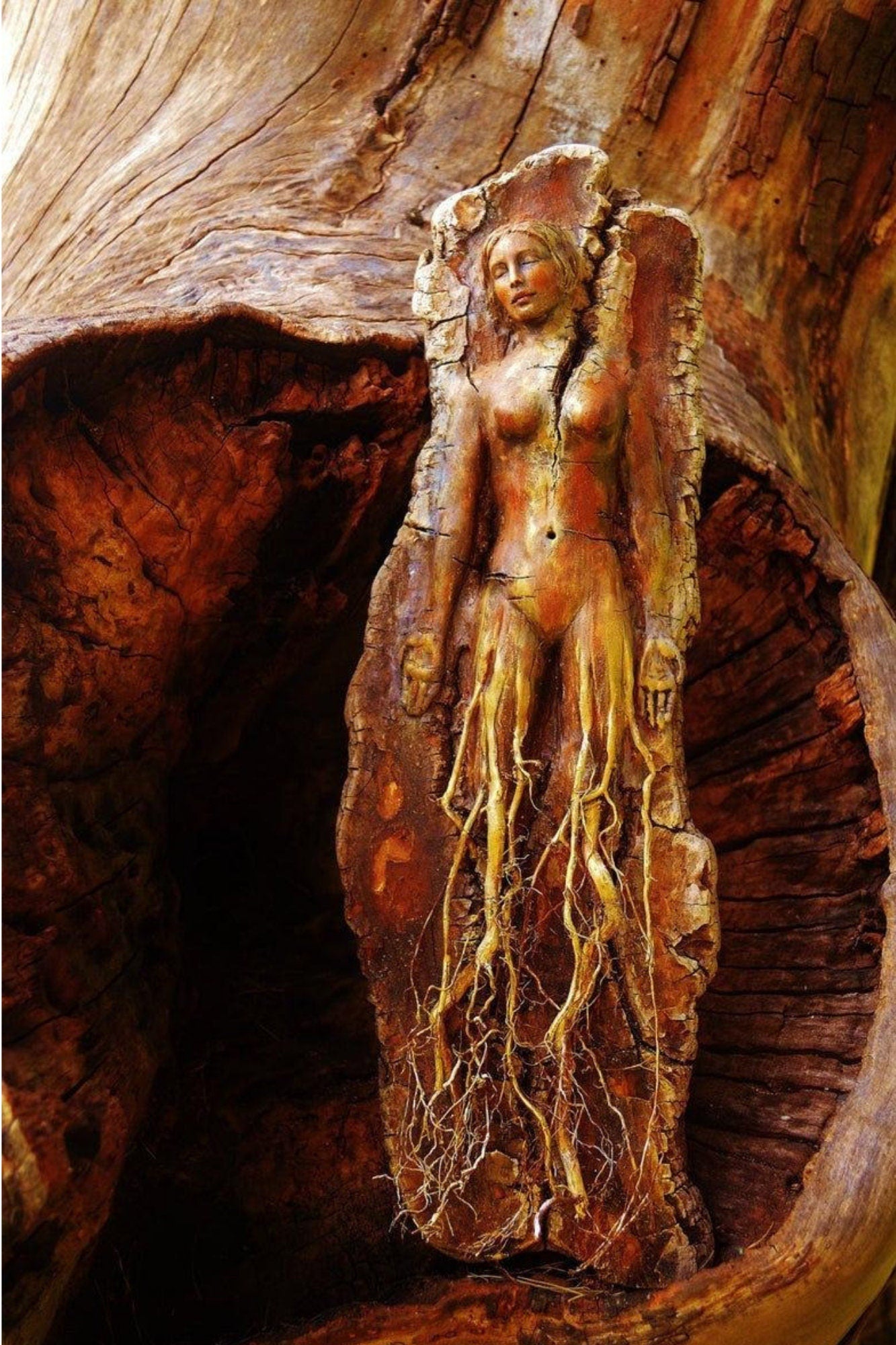 FREE SHIPPING - Art Card, One Breath, Roots Woman, by Debra Bernier, Shaping Spirit