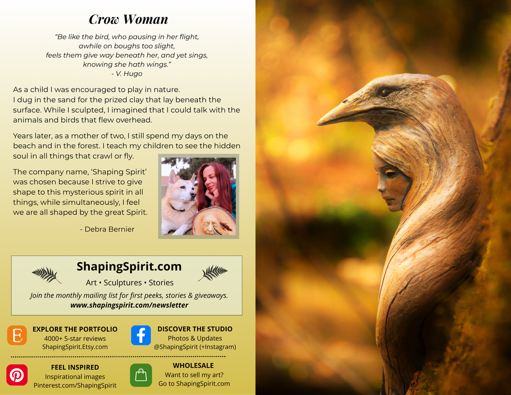 Crow Woman - Spirit Animal Art Card - Nature Inspired Greeting Card