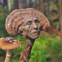 Mushroom Man Wand, Driftwood Fungi Sculpture