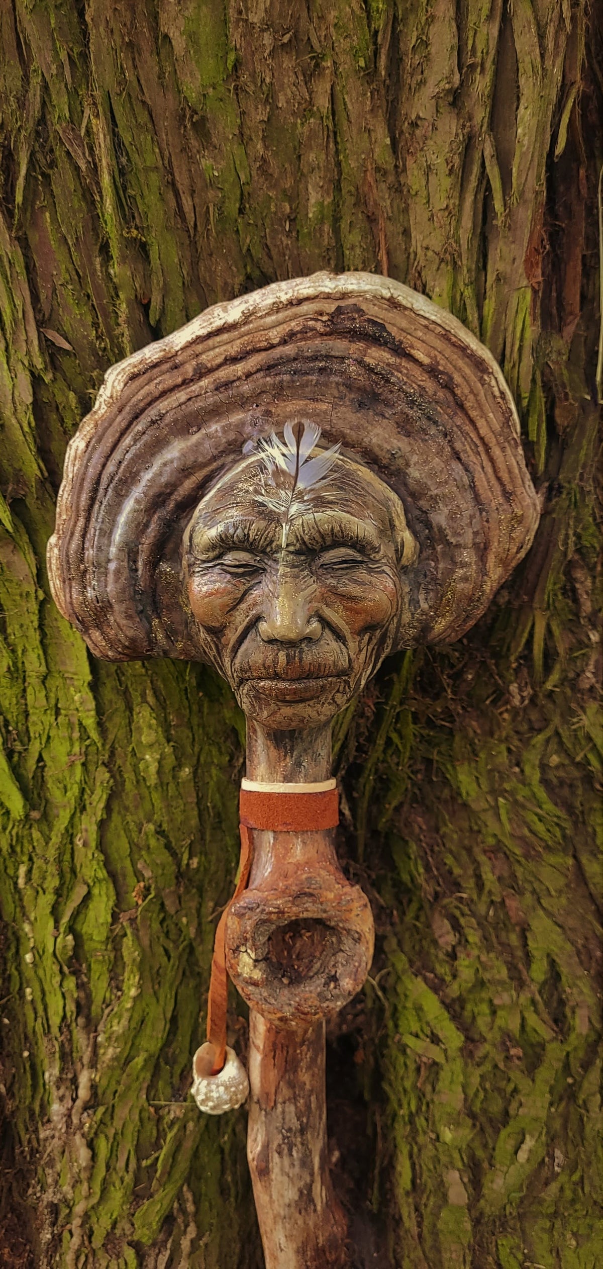 Mushroom Man Wand, Driftwood Fungi Sculpture