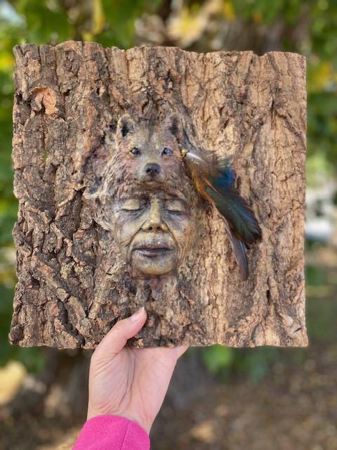 Bear Wisdom of the Trees, Spirit Animal, Sculpture by Debra Bernier