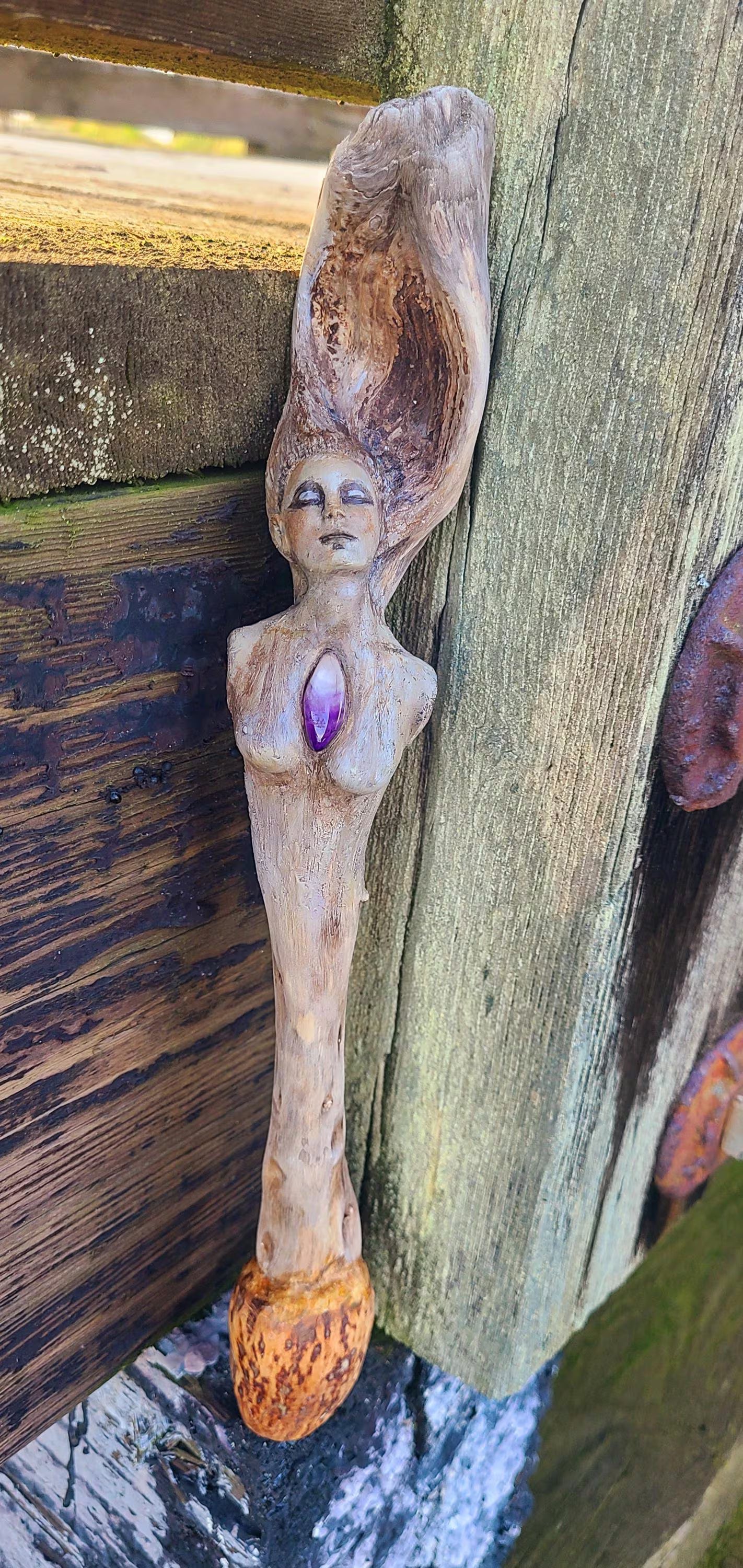 Amethyst Goddess Sacred Talking Stick | Spiritual Altar Art