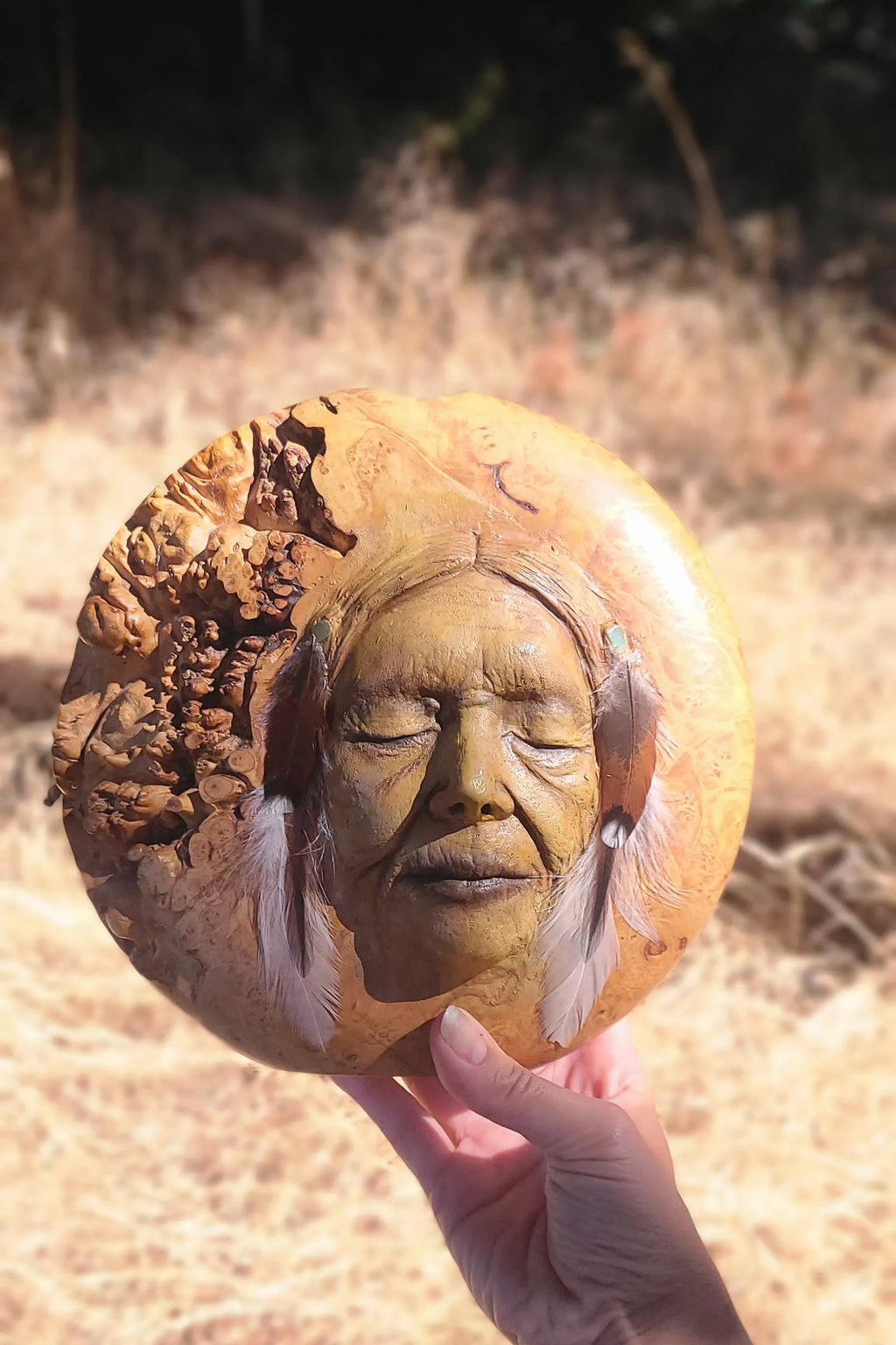 The Great Mystery, Wood Burl Vase Sculpture