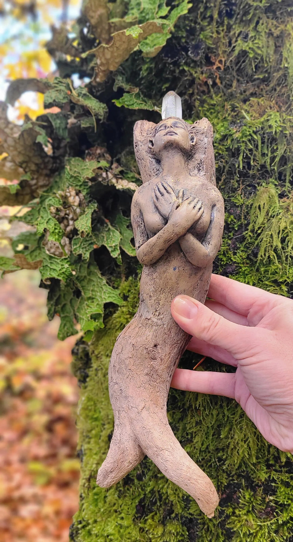 The Memory & Magic of Mermaids, Wooden Mermaid artwork, sculpture by Debra Bernier