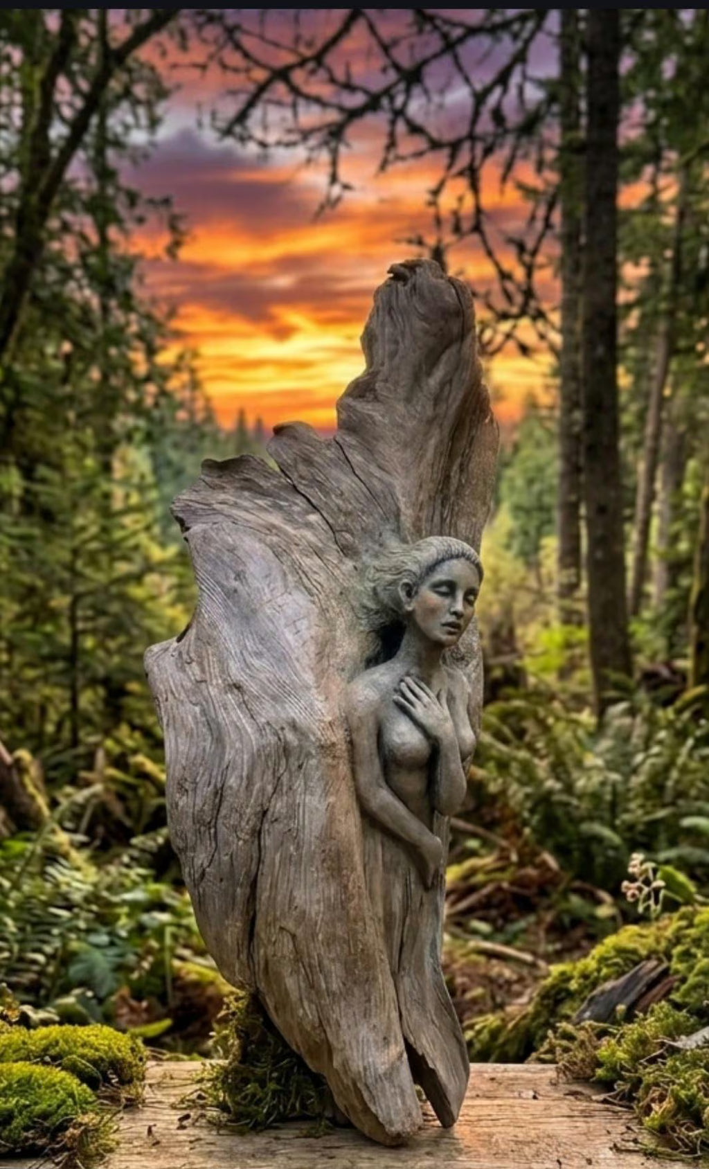 Angel in Wood, Driftwood Winged Woman | Healing Art