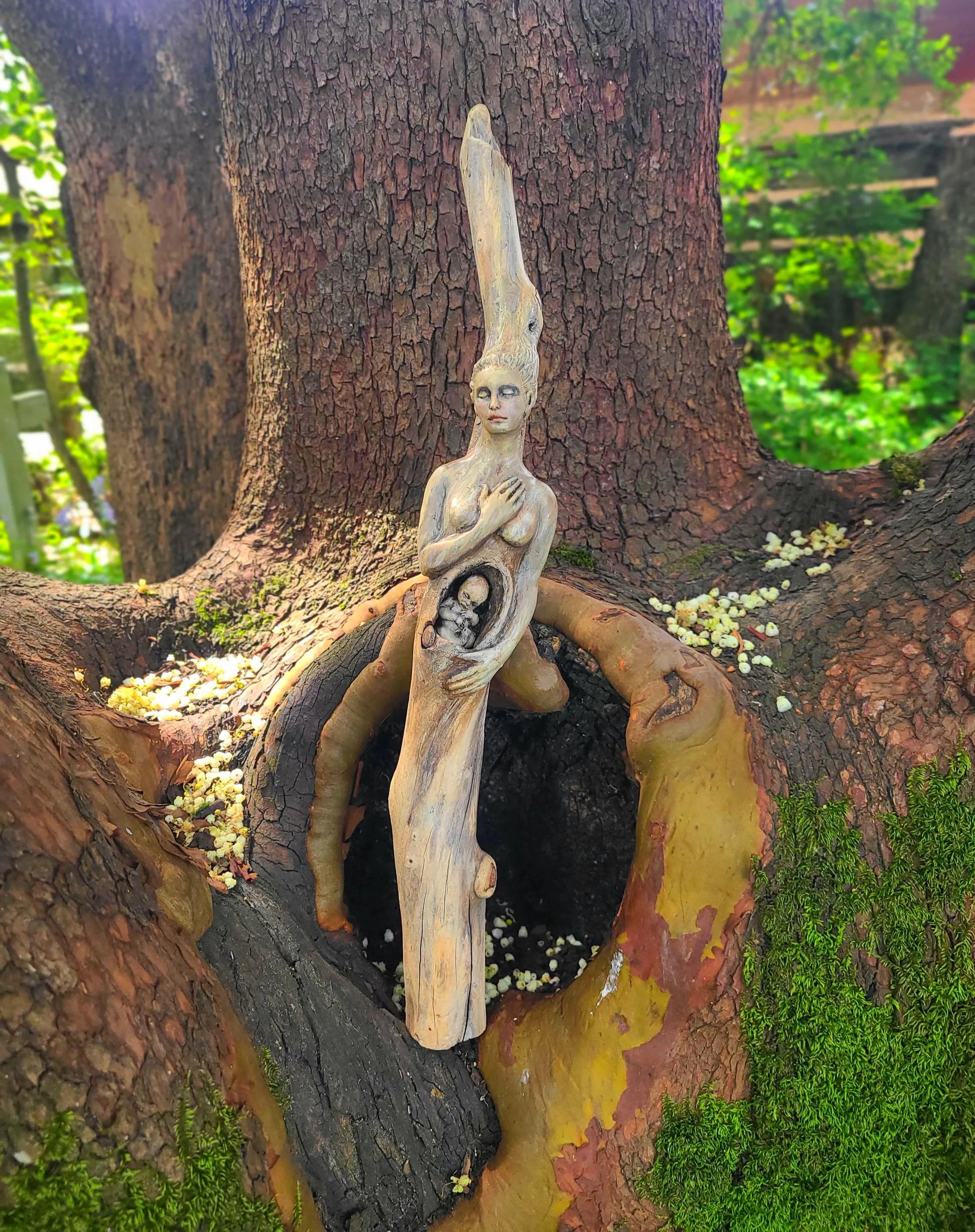 We Were One, Mother & Baby Talking Stick | Sacred Feminine Driftwood Sculpture