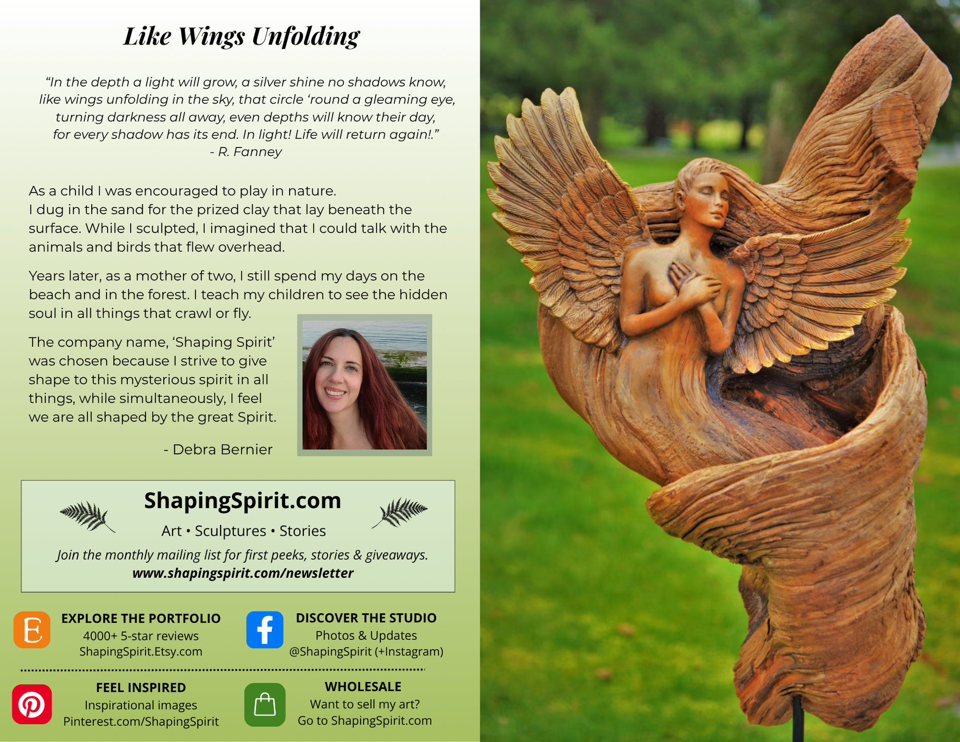 Like Wings Unfolding - Angel Art Card - Inspirational Greeting Card