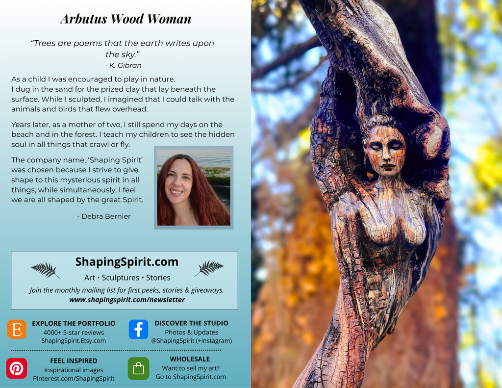 Arbutus Wood Woman - Nature Art Card - Feminine Greeting Card