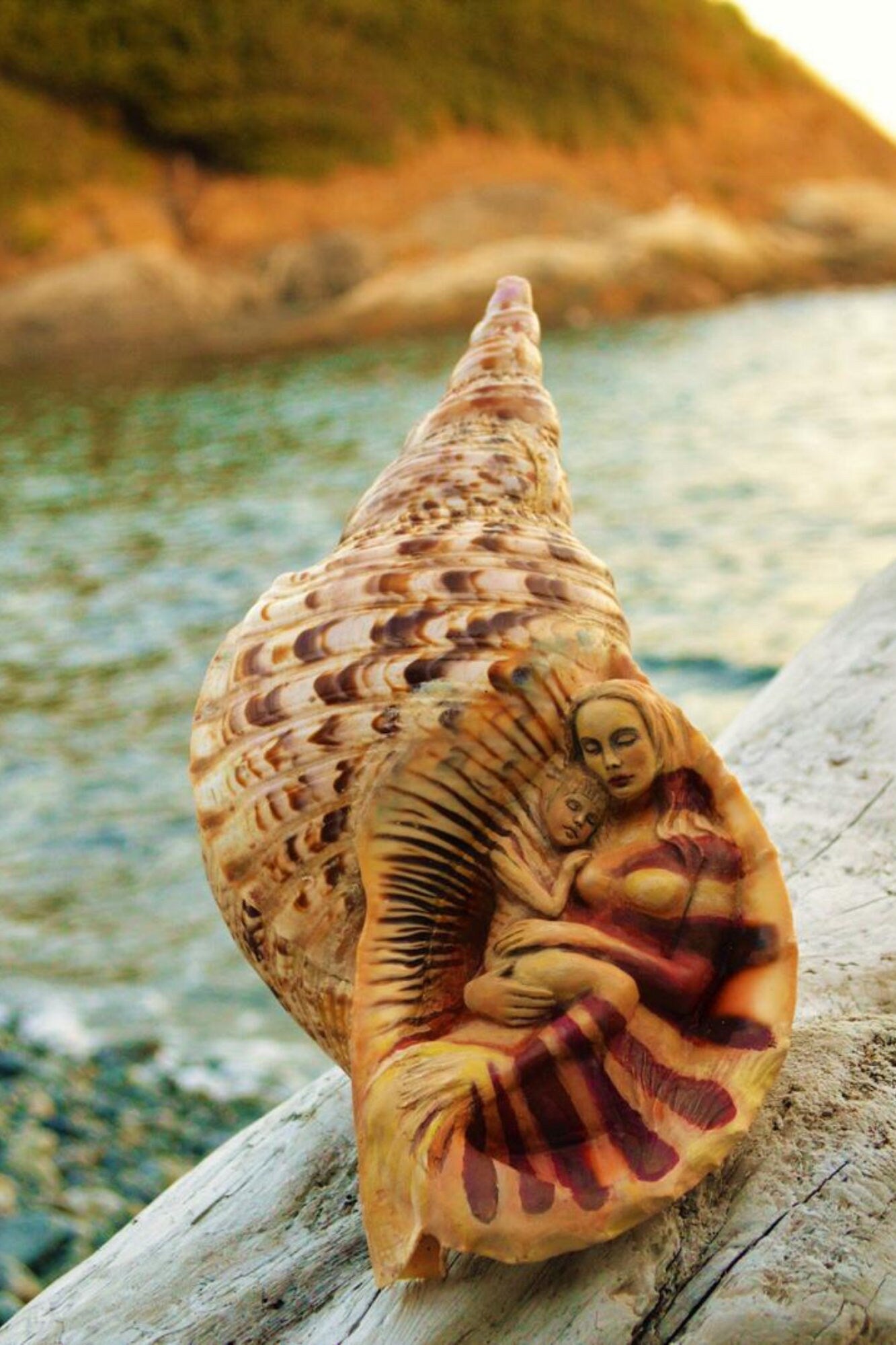 FREE SHIPPING - Art Card, Mermaids in a Shell, by Debra Bernier, Shaping Spirit