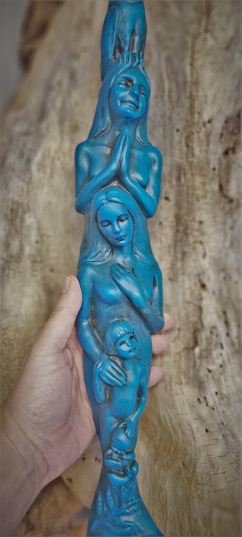 Totem Of Woman, Generation Sculpture, Talking Stick by Debra Bernier