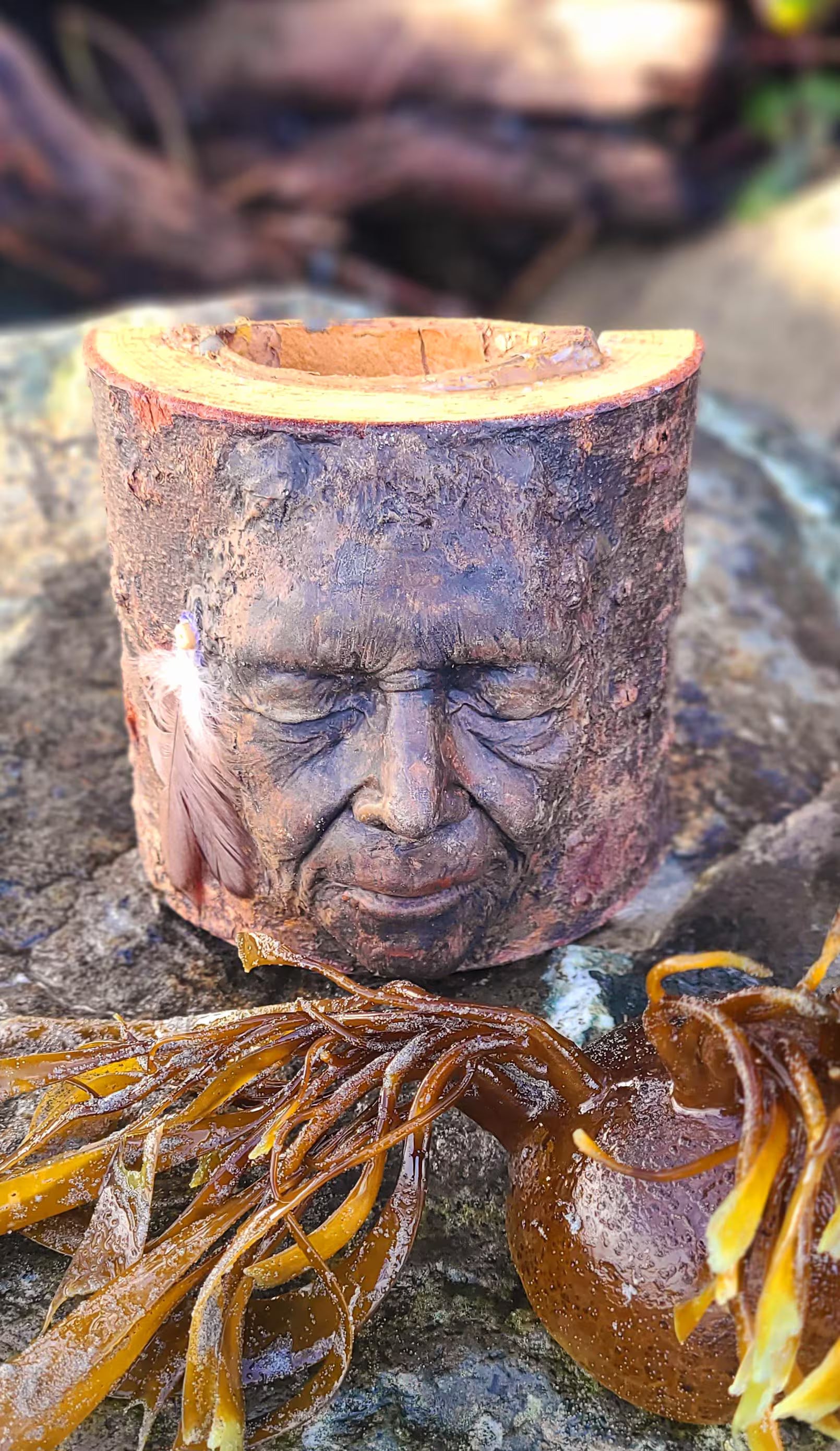 Nature Is Home – Tree Trunk Woman Spirit Sculpture in Wood