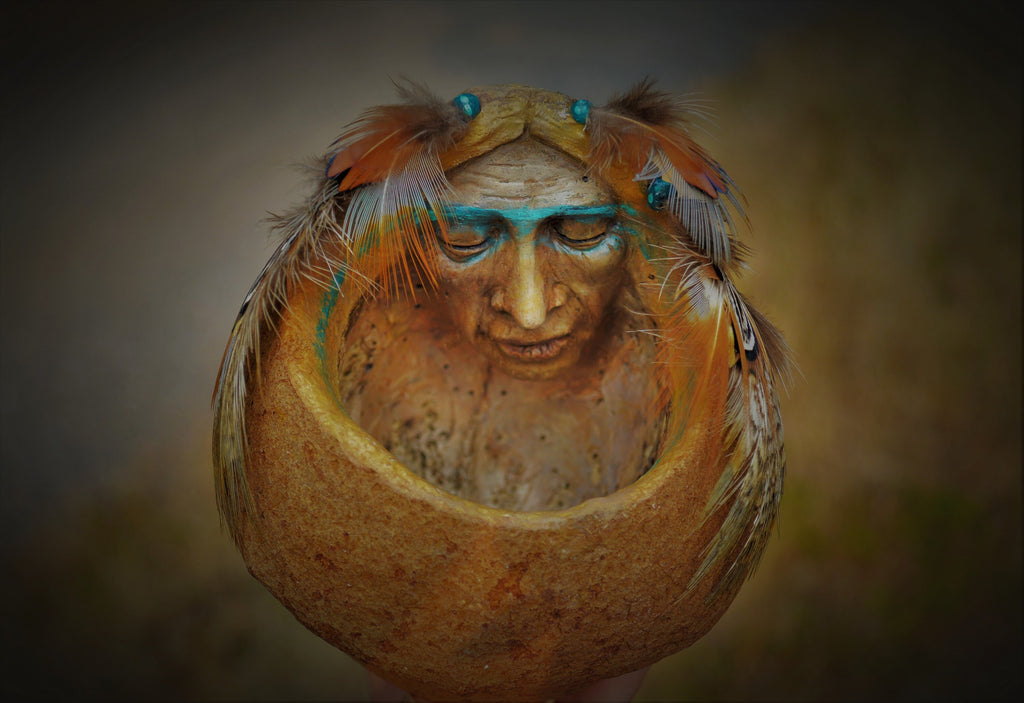 A Silent Prayer, Monkey Pot Bowl Sculpture By Debra Bernier