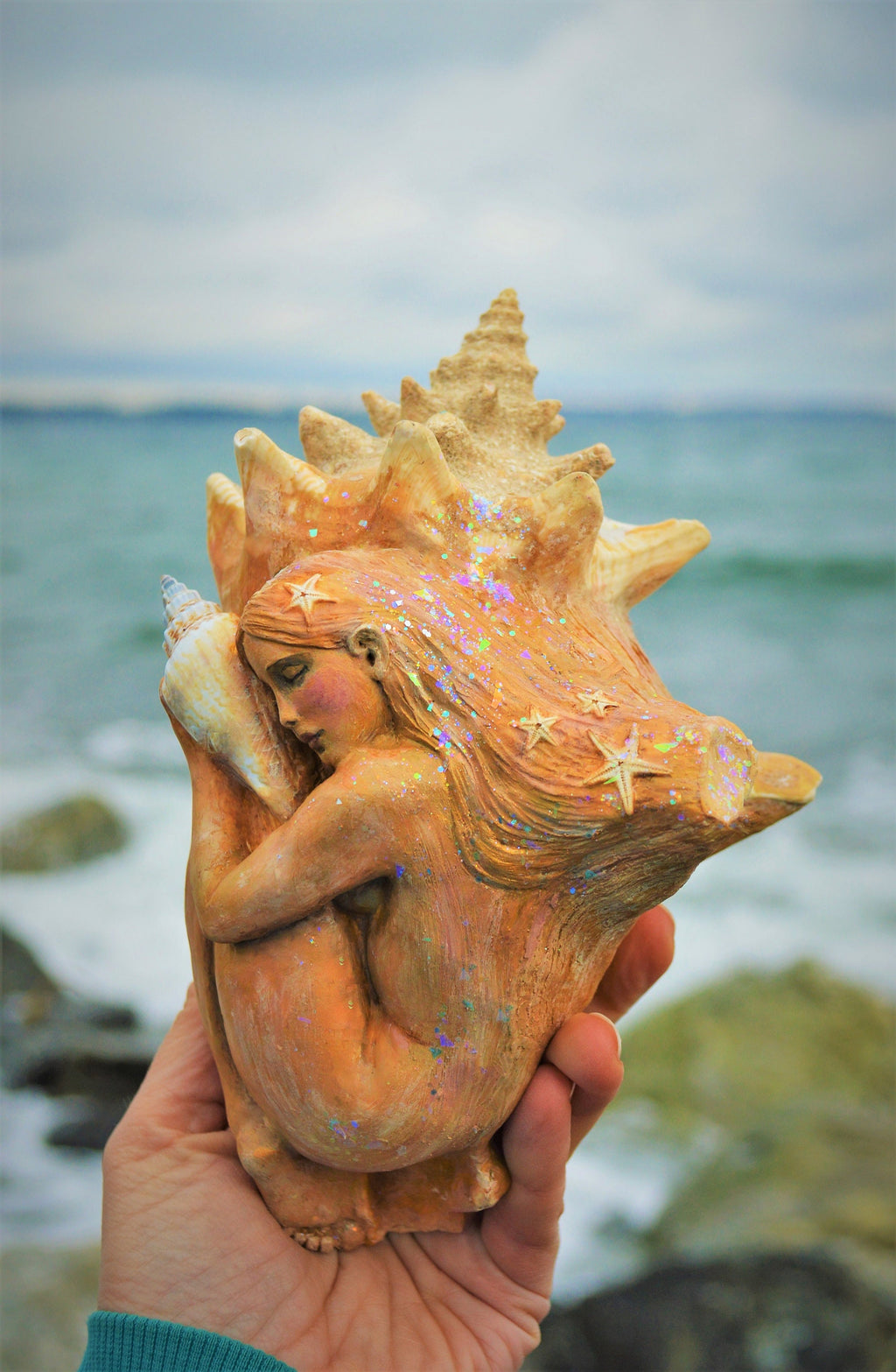 Mermaid Dreams, Shell & Starfish Sculpture By Debra Bernier, Shaping Spirit