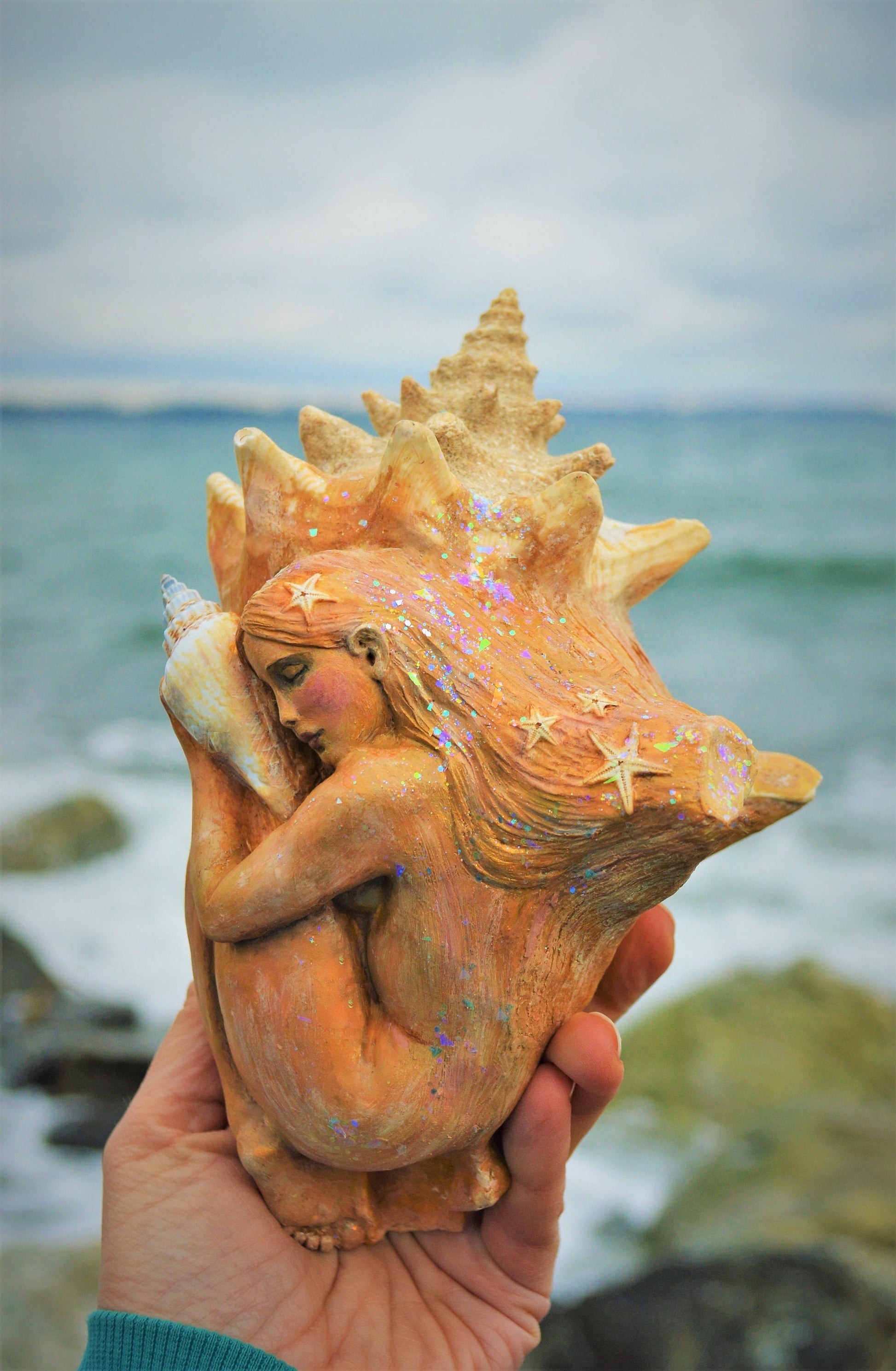 Mermaid Dreams, Shell & Starfish Sculpture By Debra Bernier, Shaping Spirit