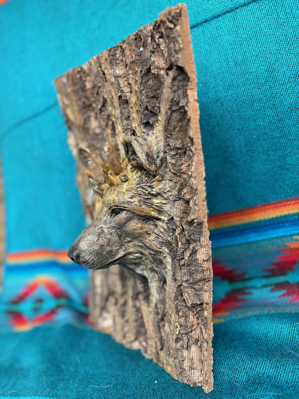 Fox Spirit, Tree Bark, Spiritual Sculpture for Animals Lovers