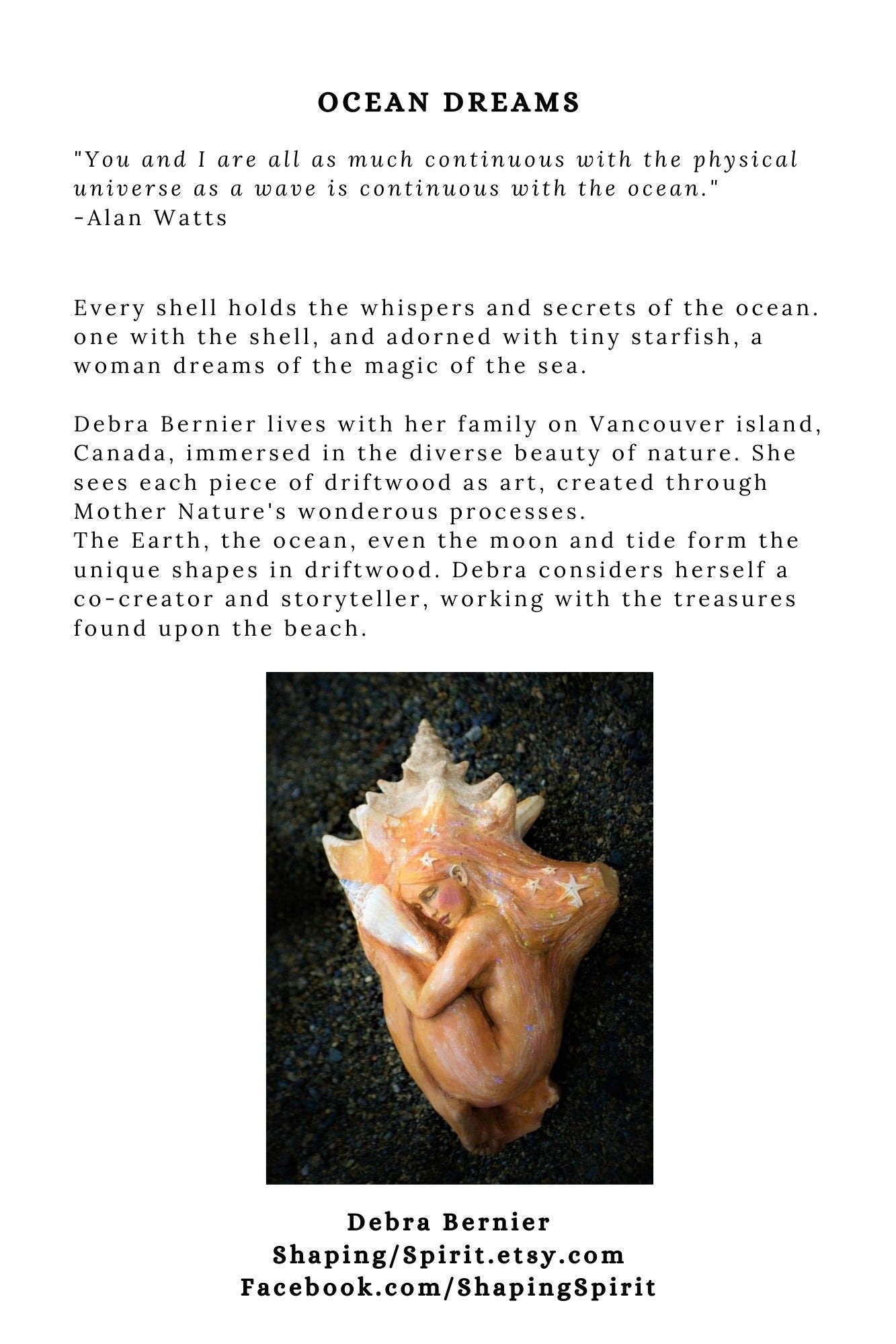 FREE SHIPPING - Art Card, Ocean Dreams, by Debra Bernier, Shaping Spirit
