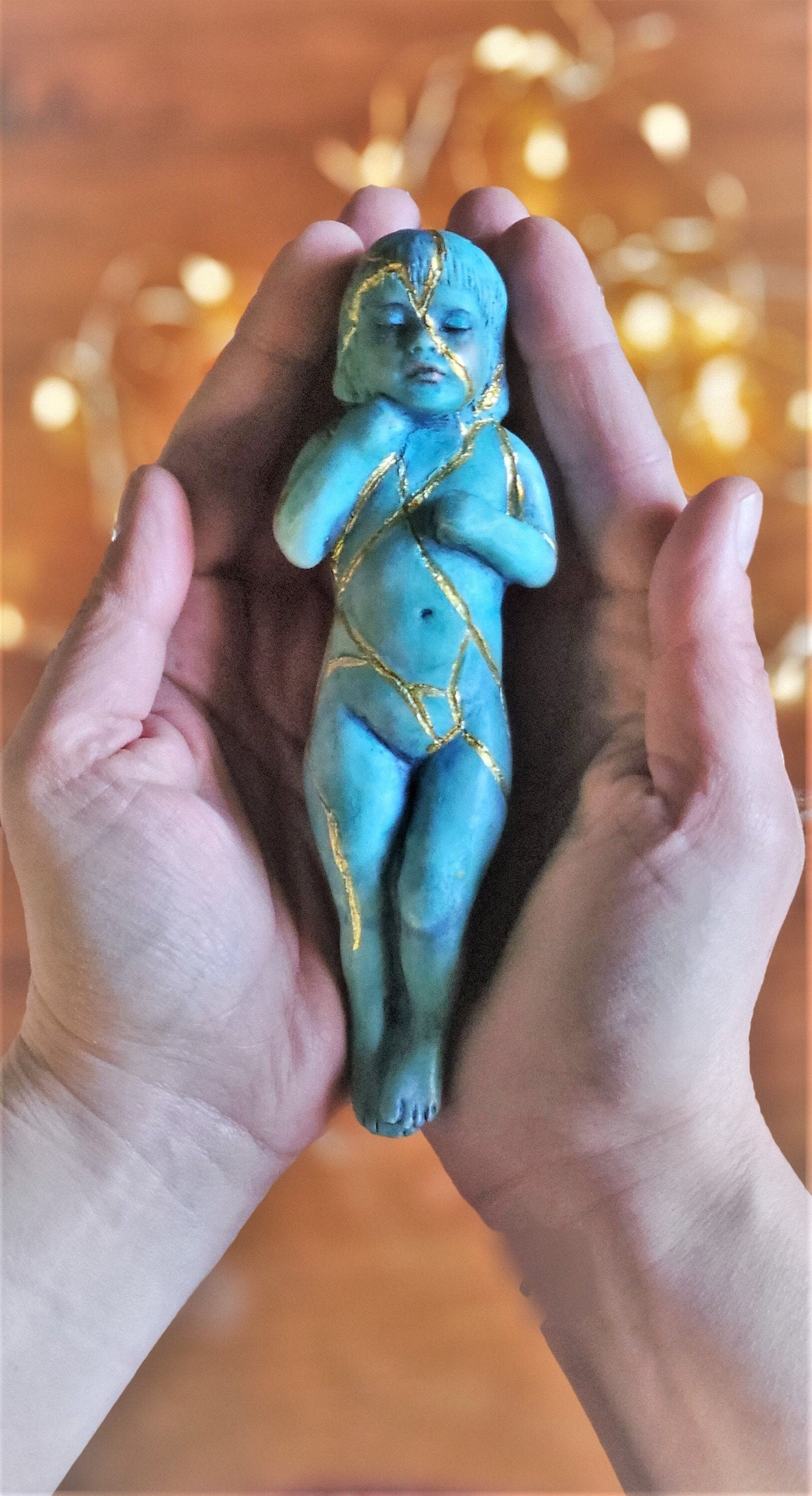 Kintsugi Child, Pink, Healing Sculpture, Limited Edition Shaping Spirit, Debra Bernier