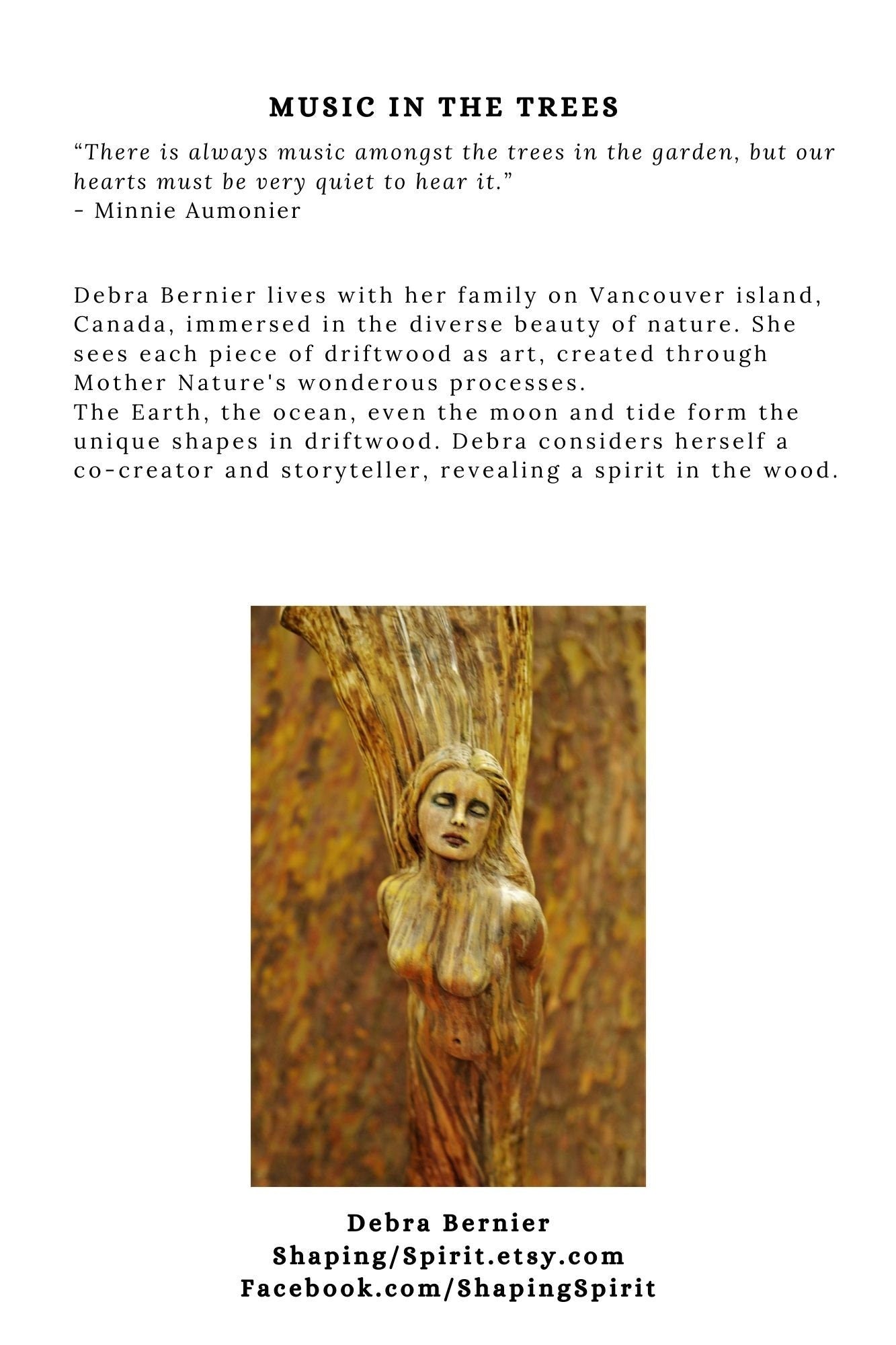 FREE SHIPPING - Art Card, Music In The Trees, by Debra Bernier, Shaping Spirit