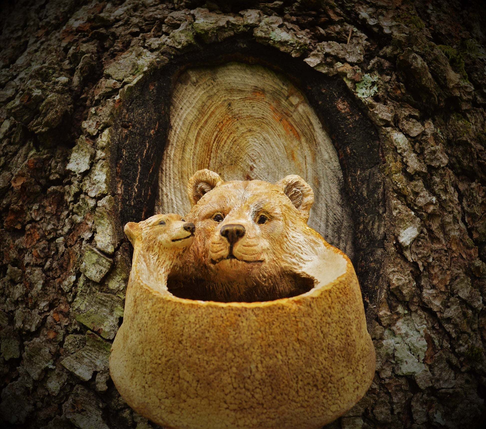 Mama Bear & Baby, Monkey Pot Bowl By Debra Bernier, Shaping Spirit