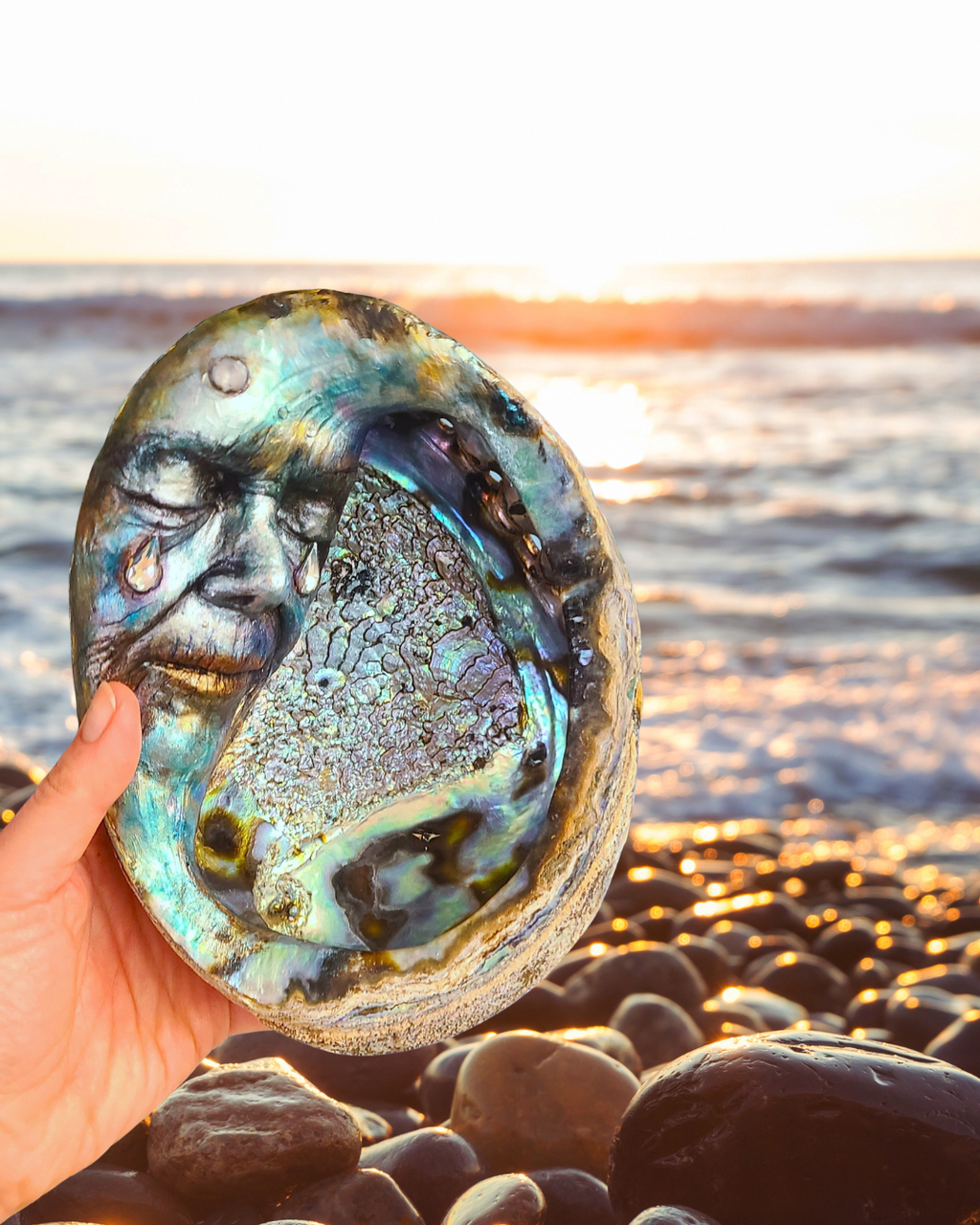 Moon of Sacred Tears | Abalone Shell Celestial Spiritual Sculpture