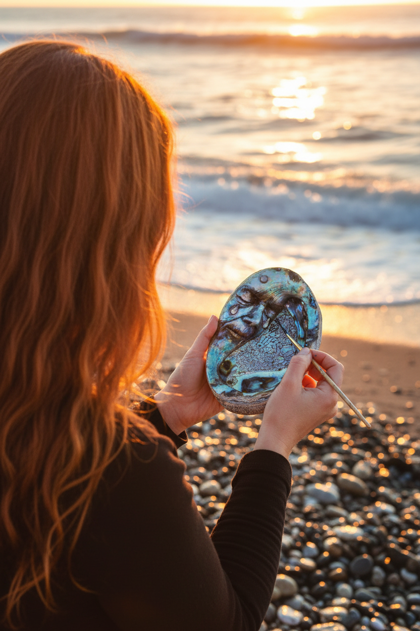 Moon of Sacred Tears | Abalone Shell Celestial Spiritual Sculpture